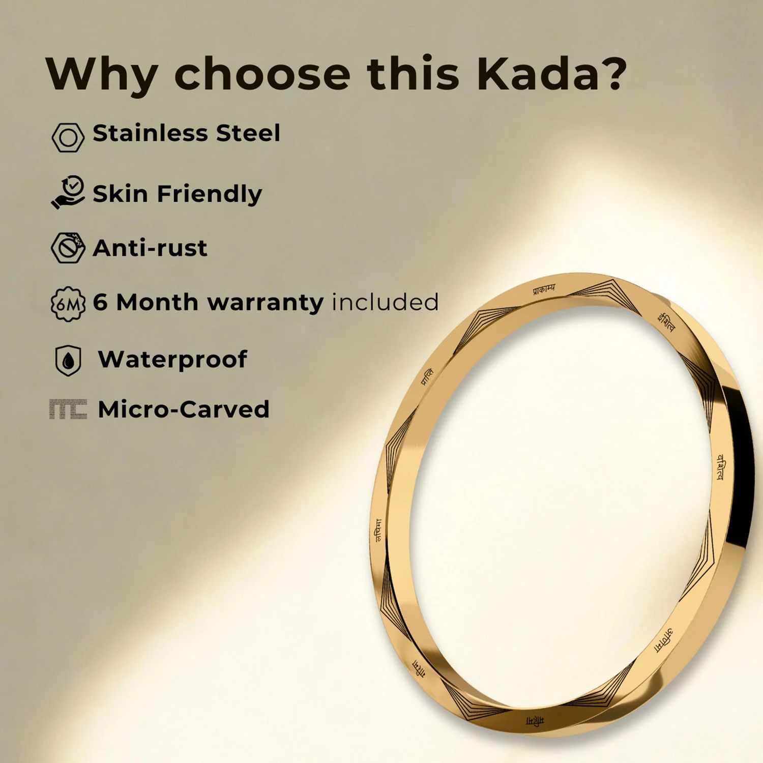 9 Chakra MicroCarved Thick Round Kada - Image 11
