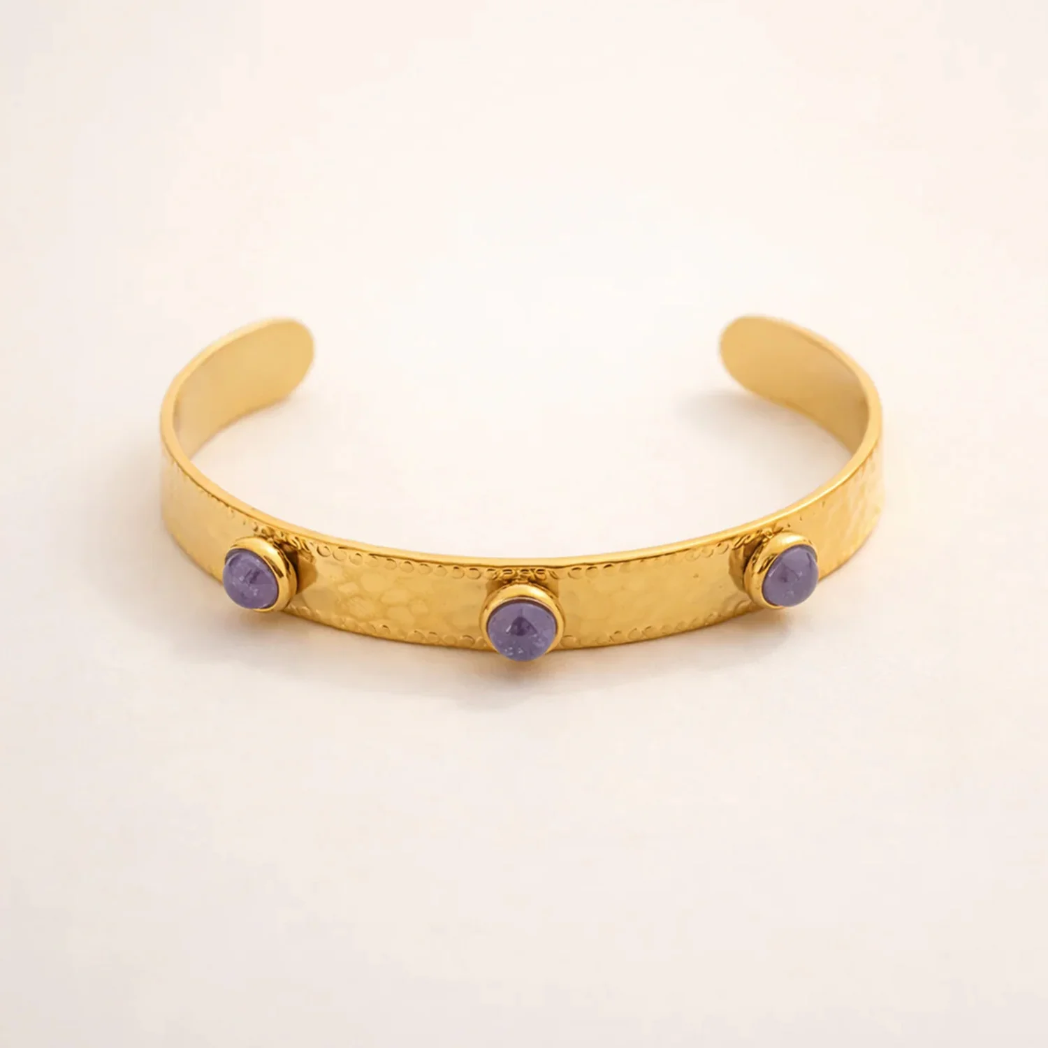 Aira Amethyst Gold Cuff Bracelet