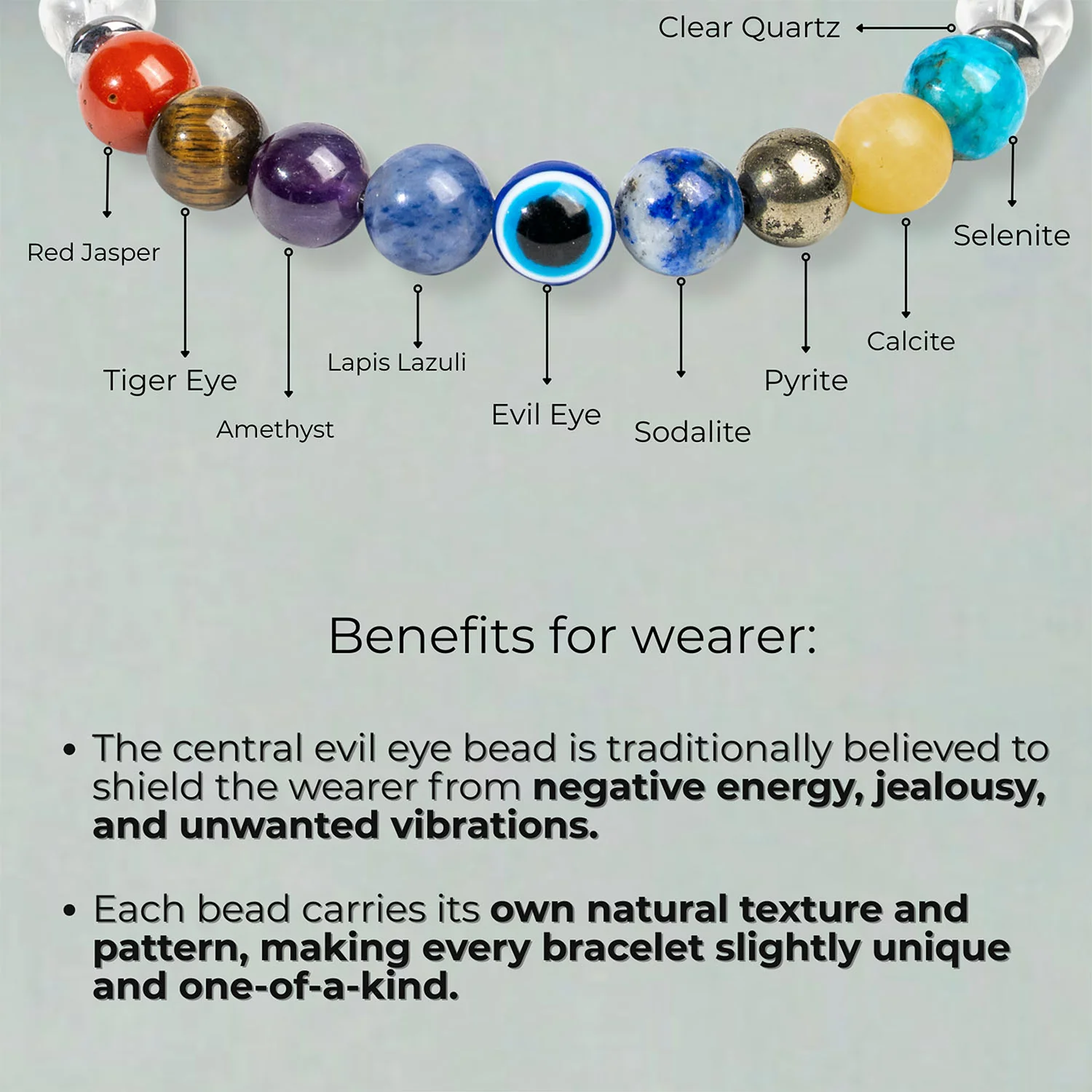Balanced 9 Chakra Clear Quartz Natural Stone Bracelet - Image 3