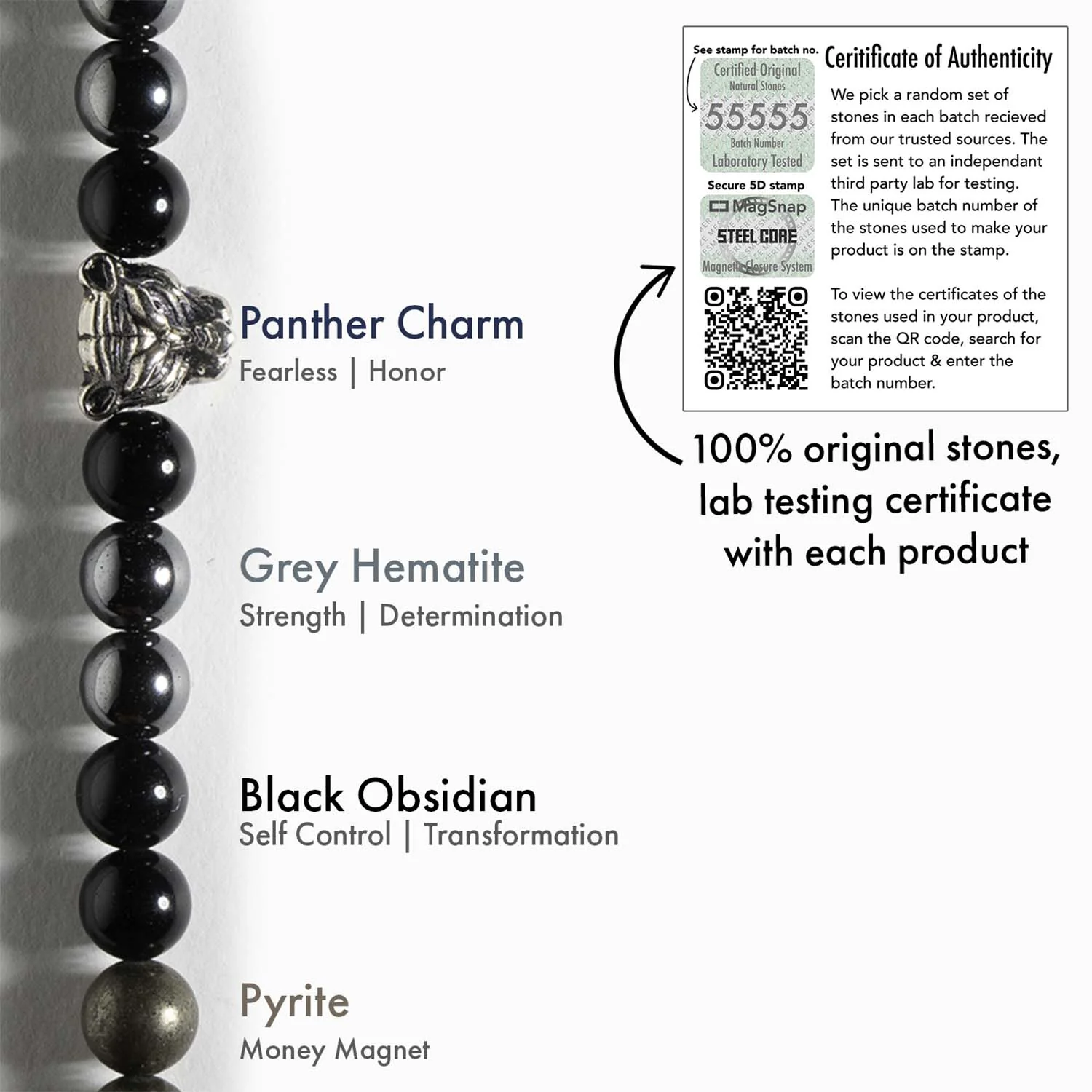 Focus Black Panther 2.0 Natural Stone Bracelet with MagSnap 4 - Image 4