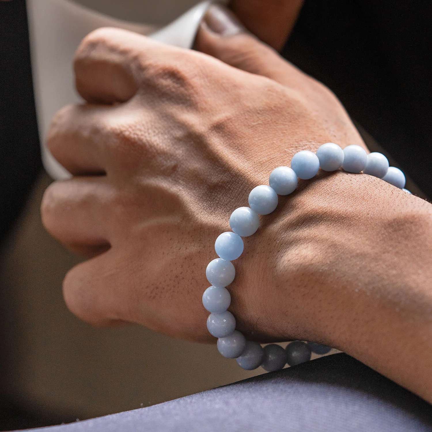 Calming Angelite Natural Stone Bracelet - Image 4