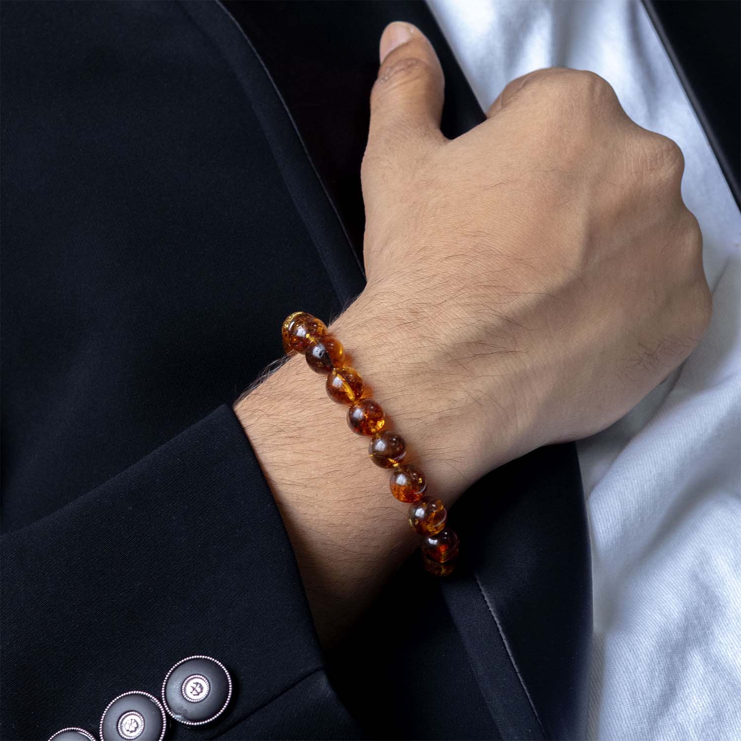 Celestial Warmth Amber Natural Stone Bracelet with Magsnap 4 - Image 3