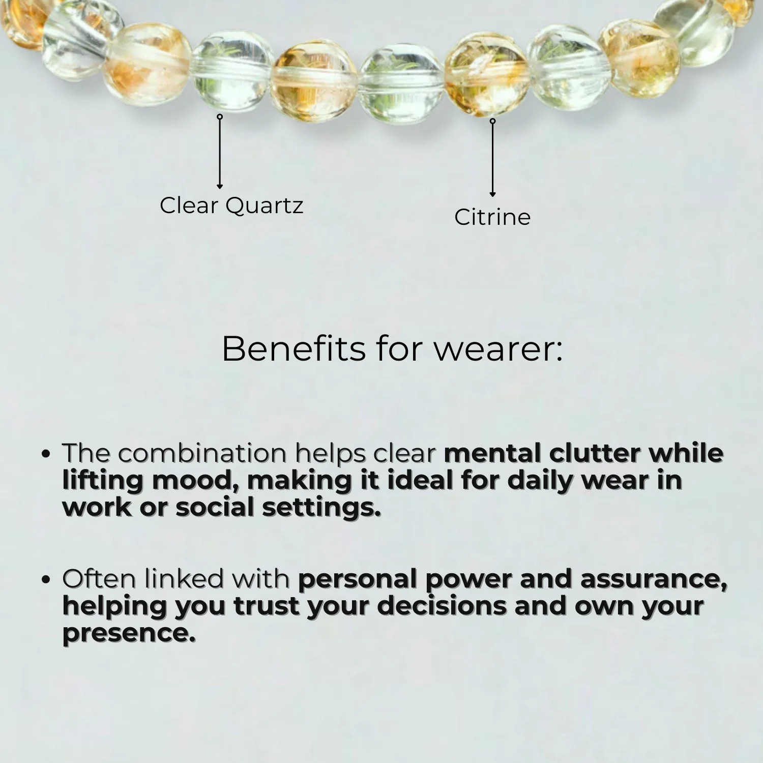Abundance Citrine and Clear Quartz Natural Stone Bracelet - Image 3