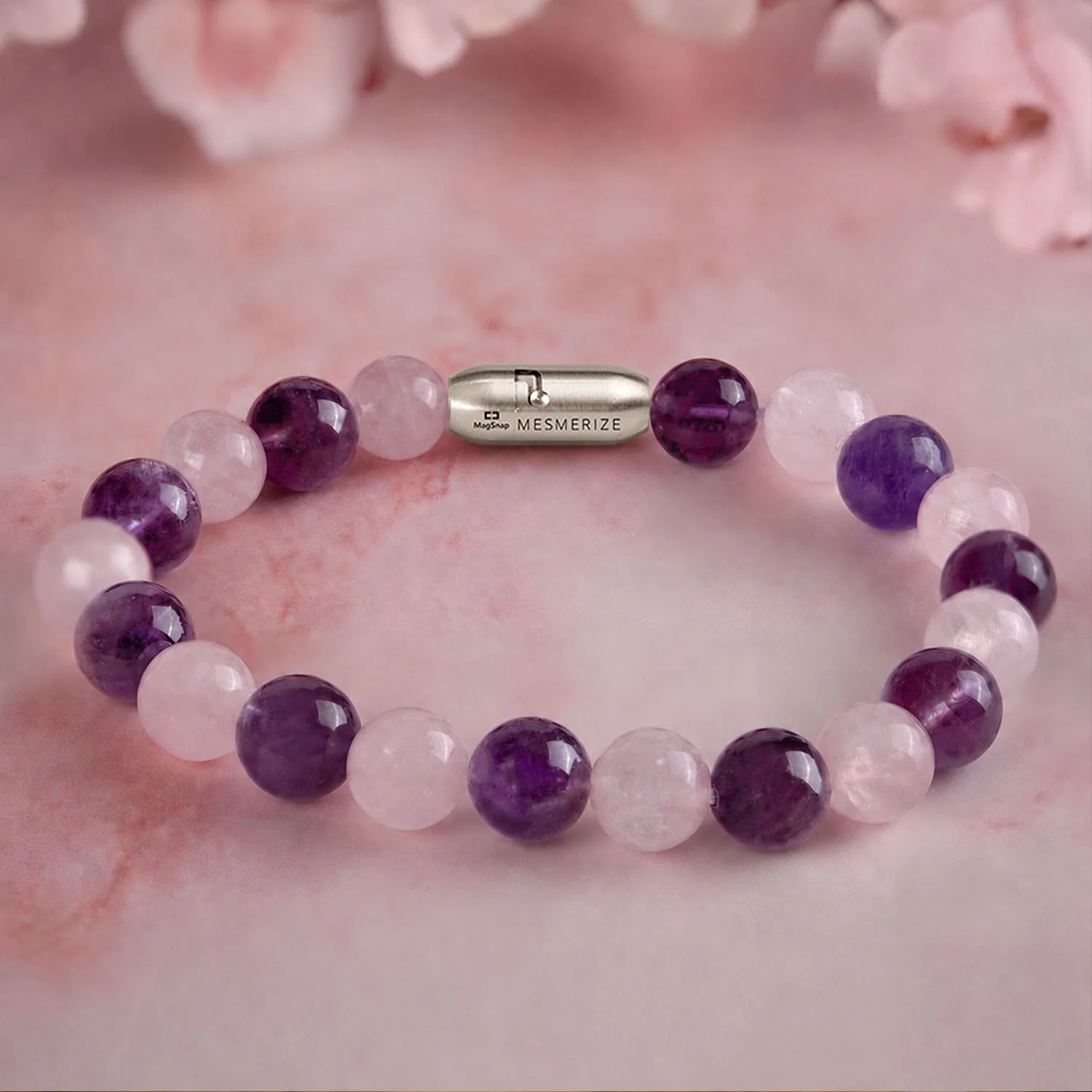 Compassionate Amethyst & Rose Quartz Natural Stone Bracelet