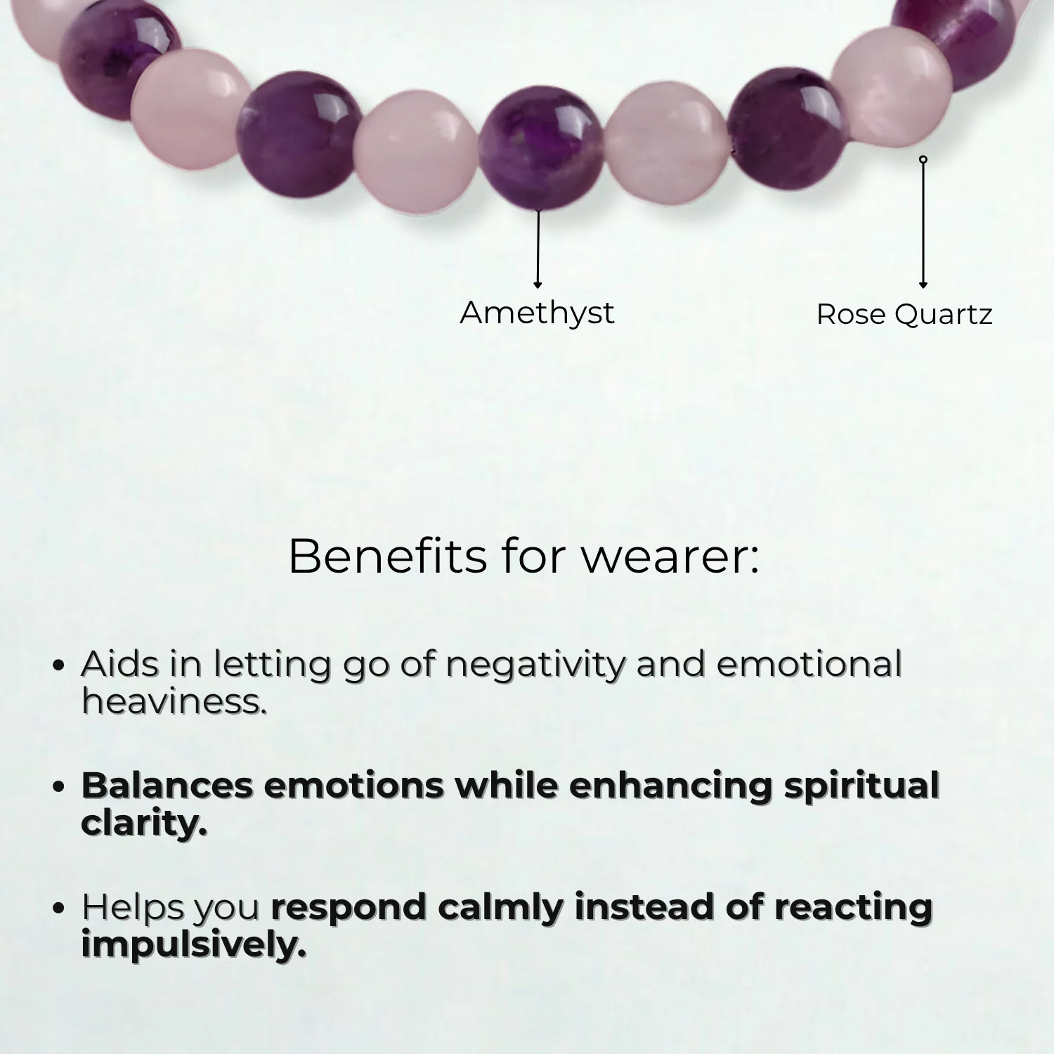 Compassionate Amethyst & Rose Quartz Natural Stone Bracelet - Image 11