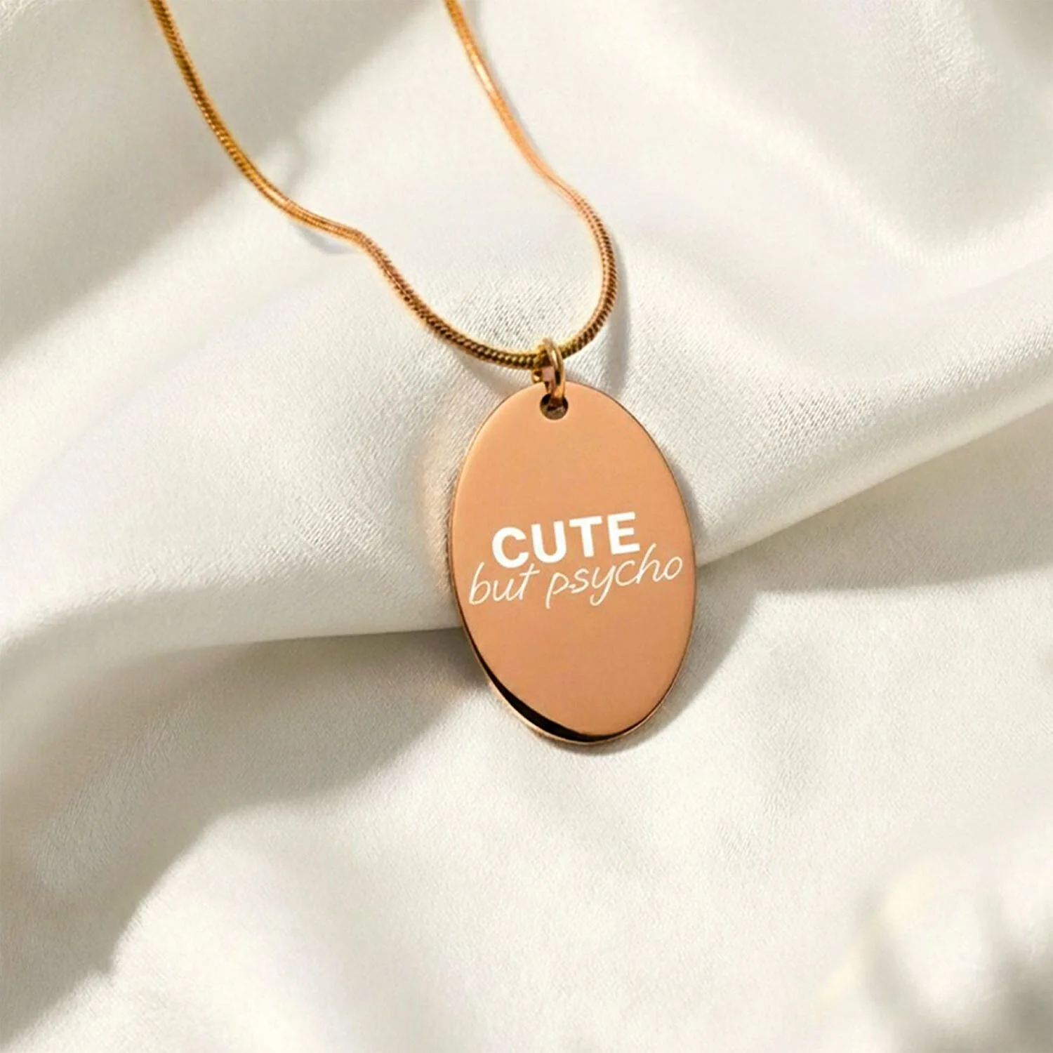Cute But Psycho Oval Necklace