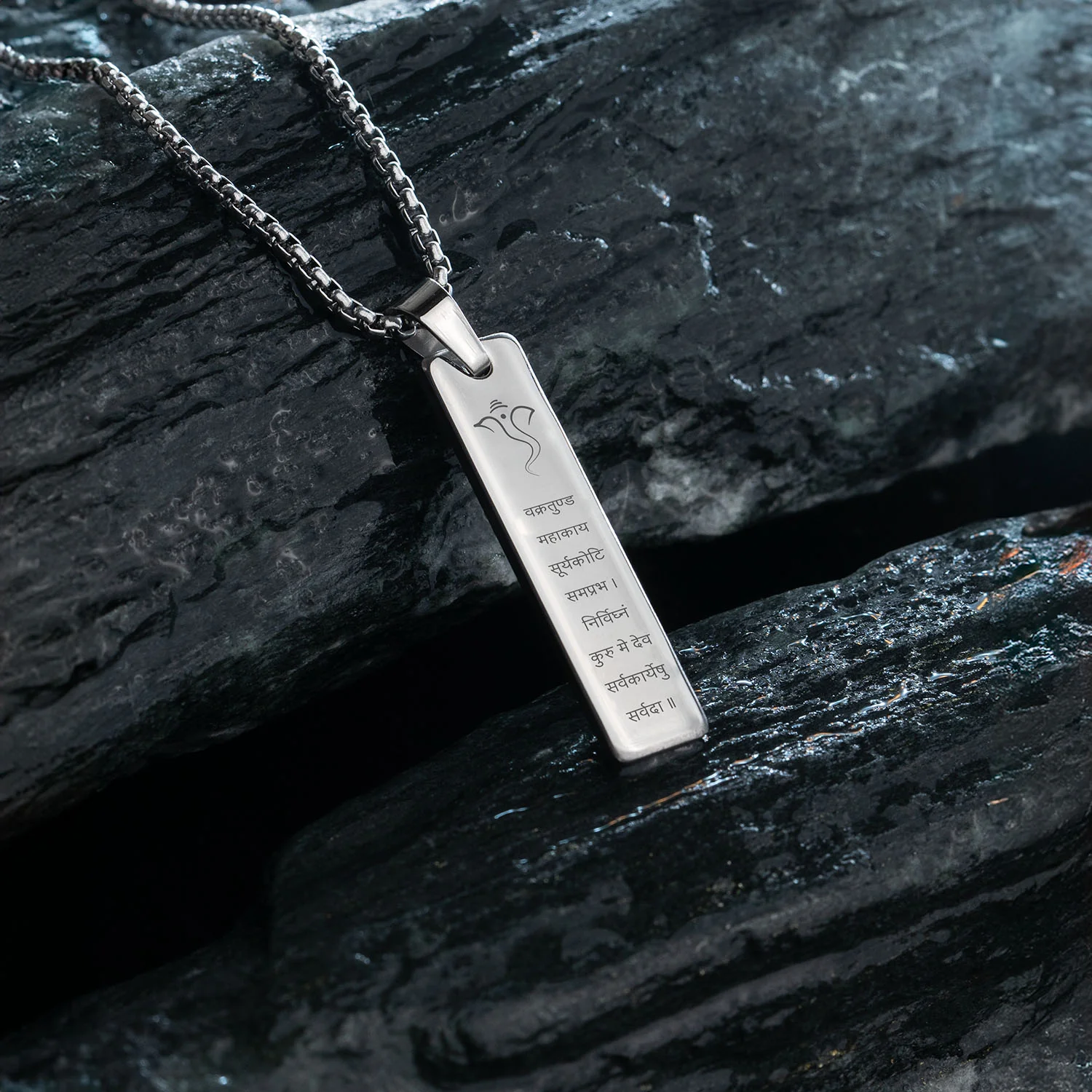Devotional Ganpati Shlok Mini Tag Necklace - Image 17
