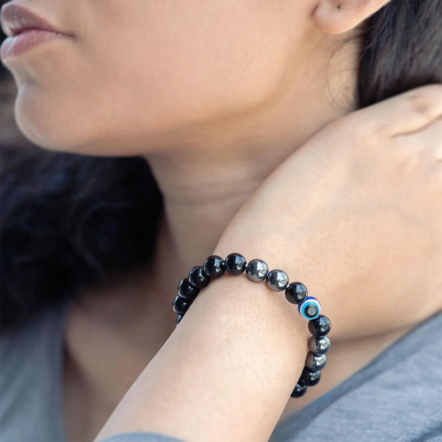 Protective Evil Eye Hematite Natural Stone Bracelet - Image 13