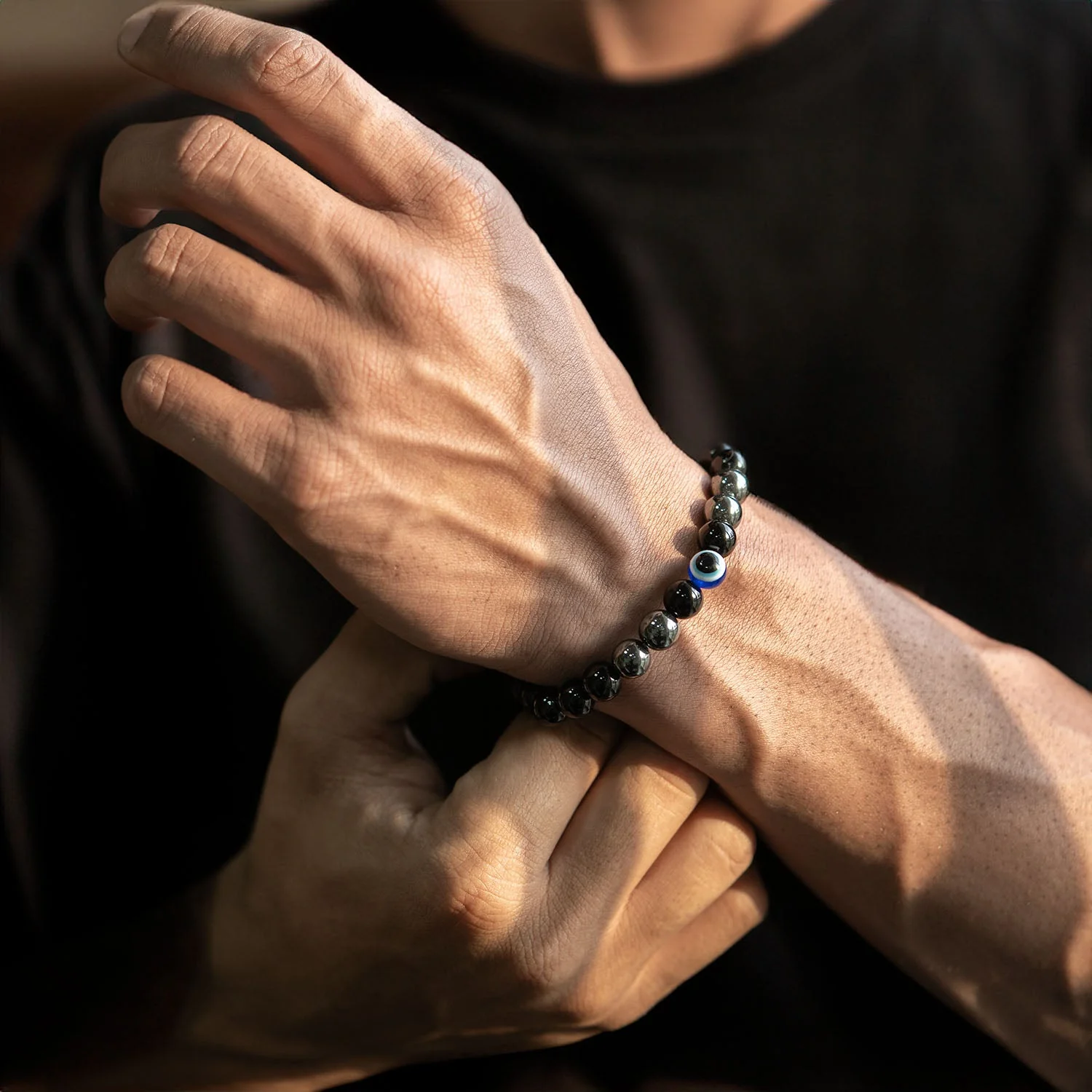 Protective Evil Eye Hematite Natural Stone Bracelet - Image 4