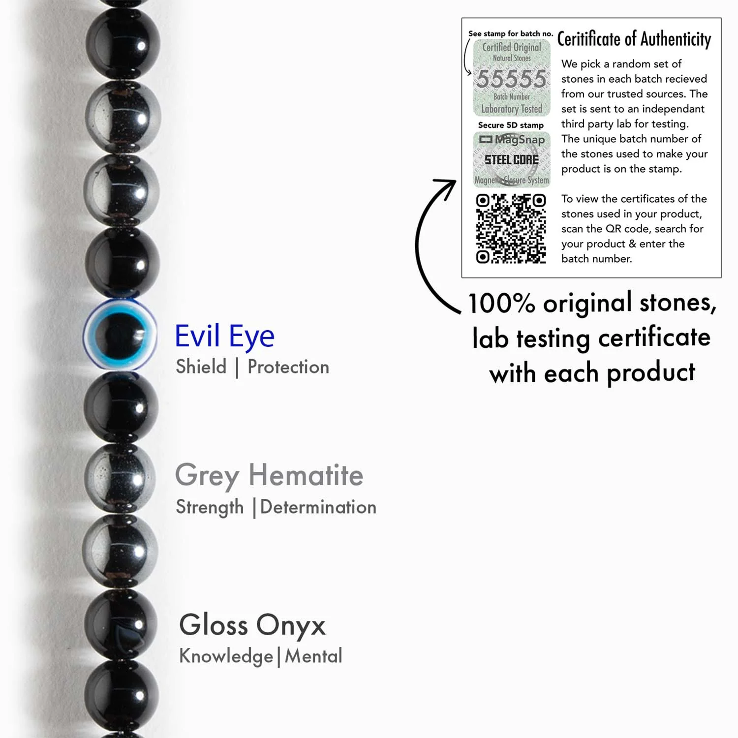 Evil Eye Natural Stone Couple Bracelets with Magsnap 4 - Image 4