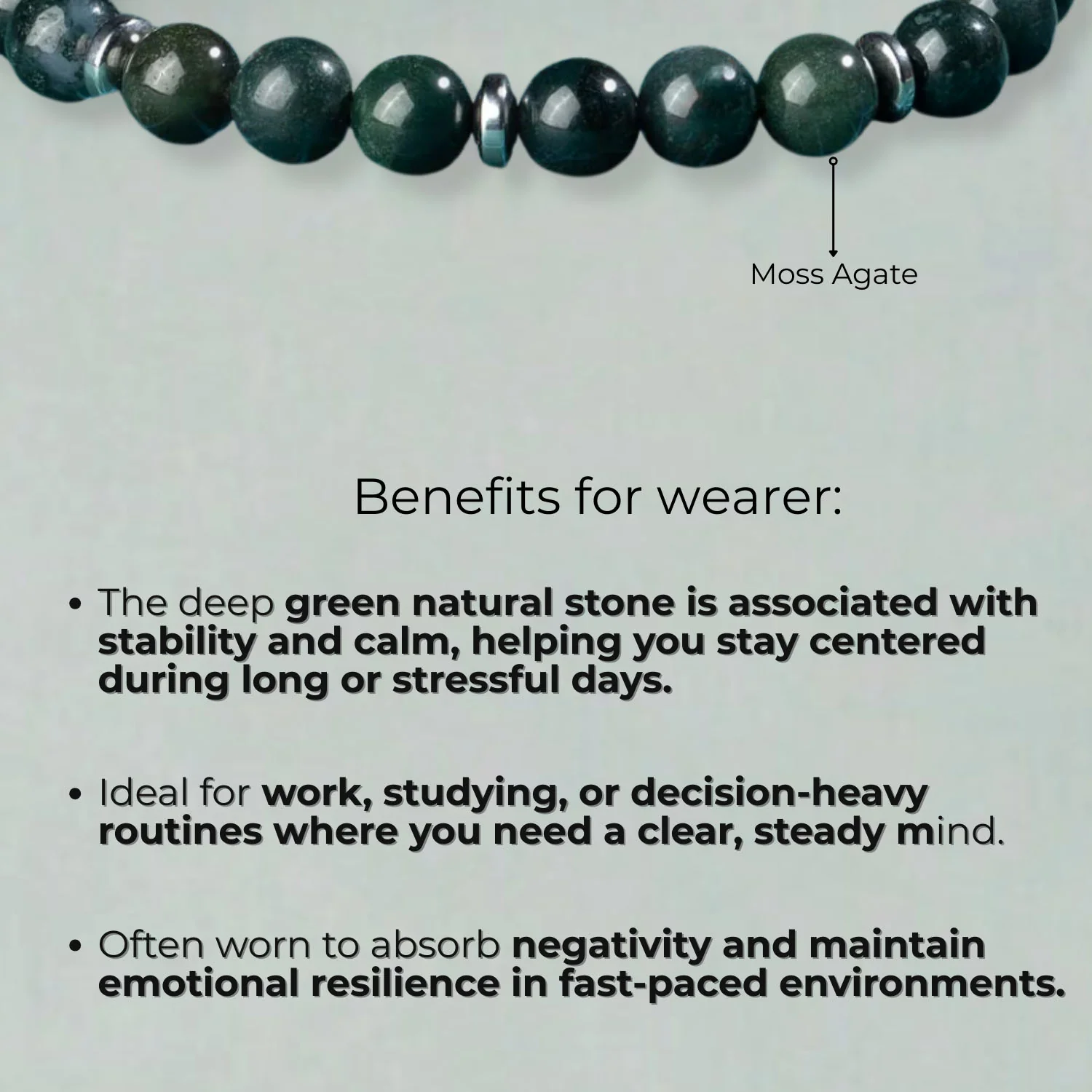 Soulful Moss Agate Natural Stone Bracelet - Image 3