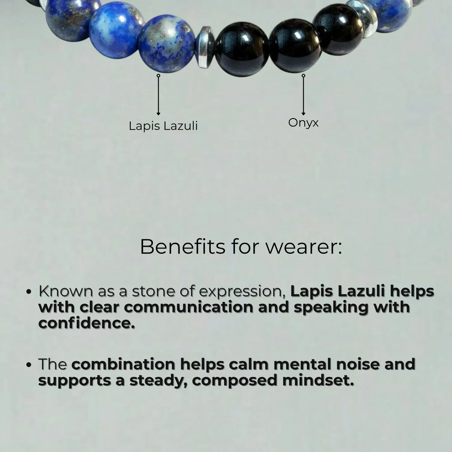 Knowledge Gloss Onyx And Lapis Lazuli Natural Stone Bracelet - Image 12