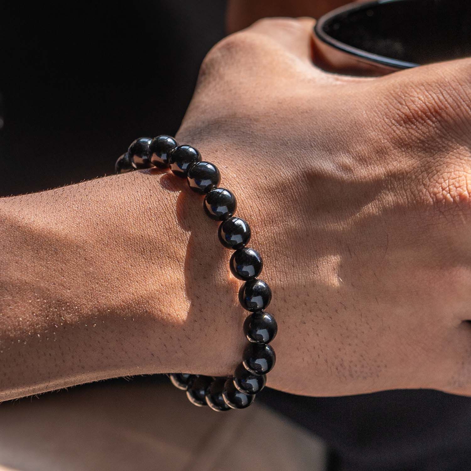 Grounding Black Obsidian Natural Stone Bracelet - Image 13