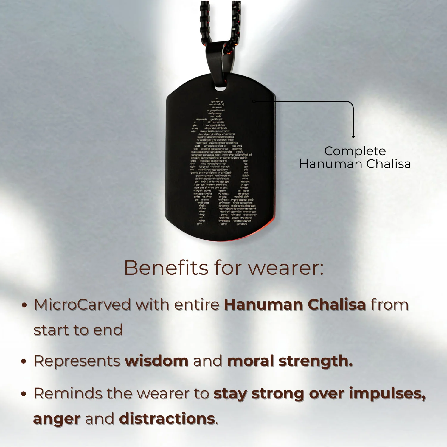 Hanuman Chalisa MicroCarved Tag Necklace - Image 10