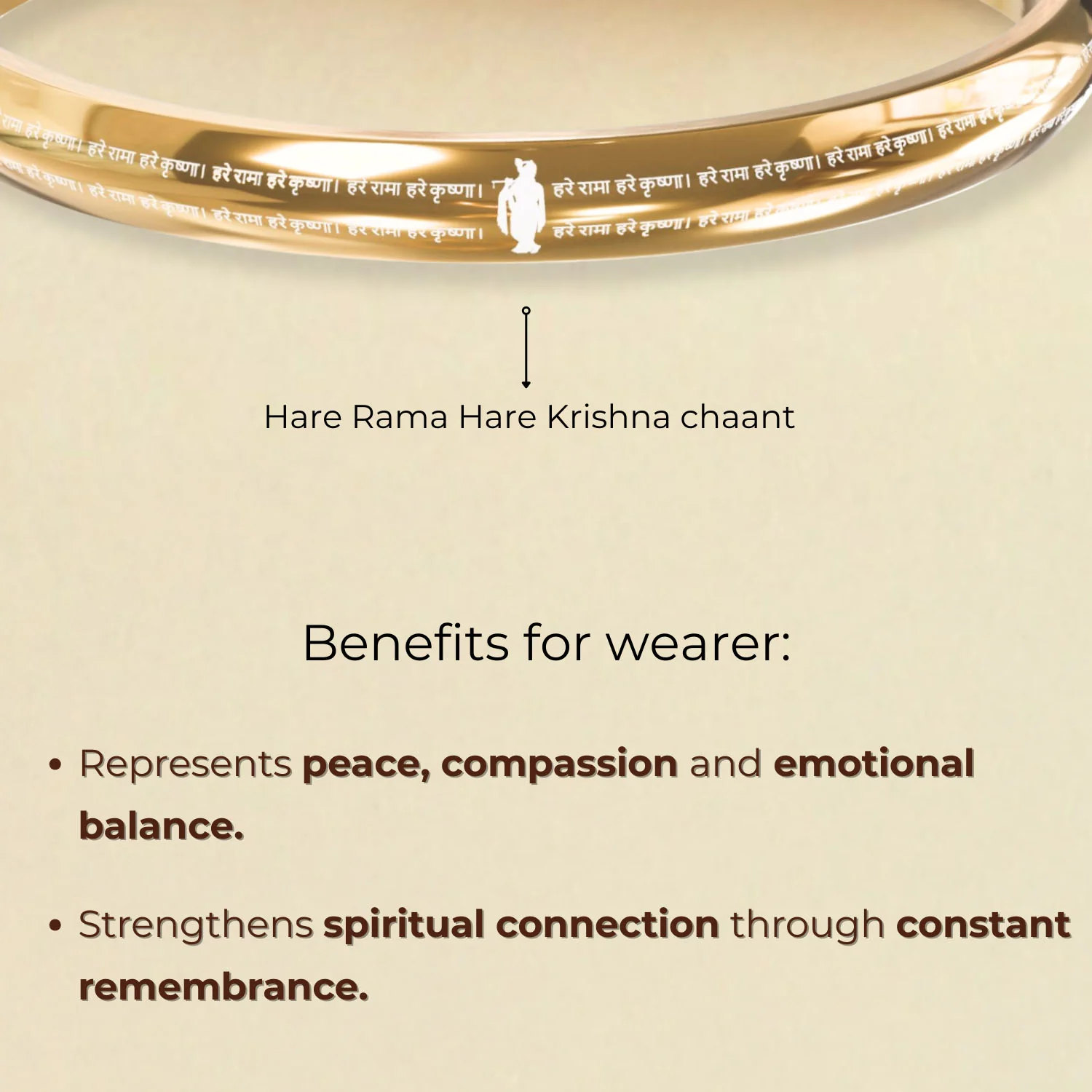 Hare Rama Hare Krishna MicroCarved Round Curved Kada - Image 2