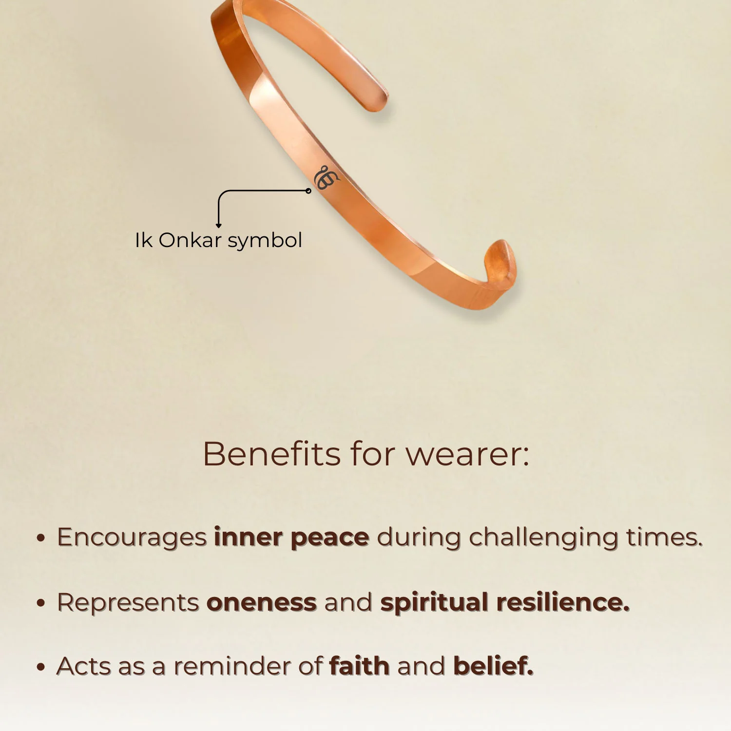 Ik Onkar Gloss Cuff Adjustable Bracelet - Image 2