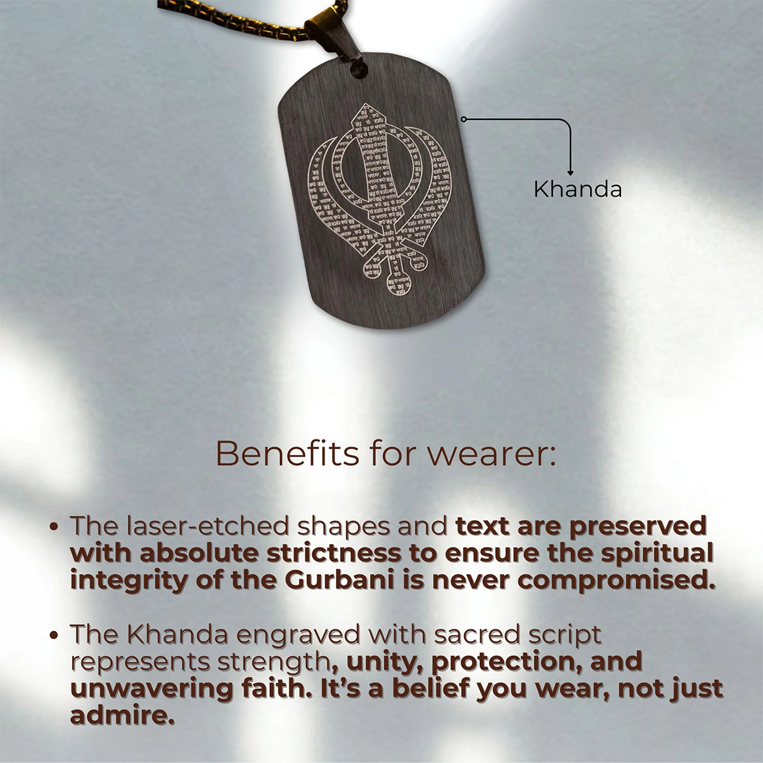 Khanda MicroCarved Tag Necklace - Image 9