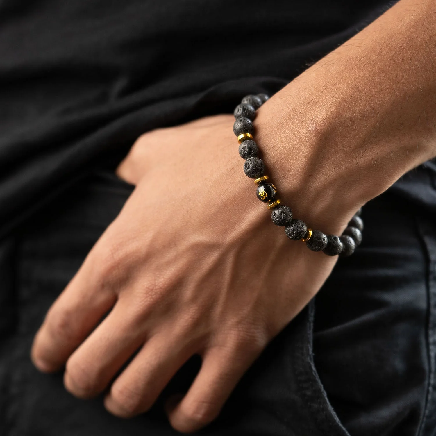 Divine Lava Natural Stone Om Bracelet with MagSnap 4 - Image 3