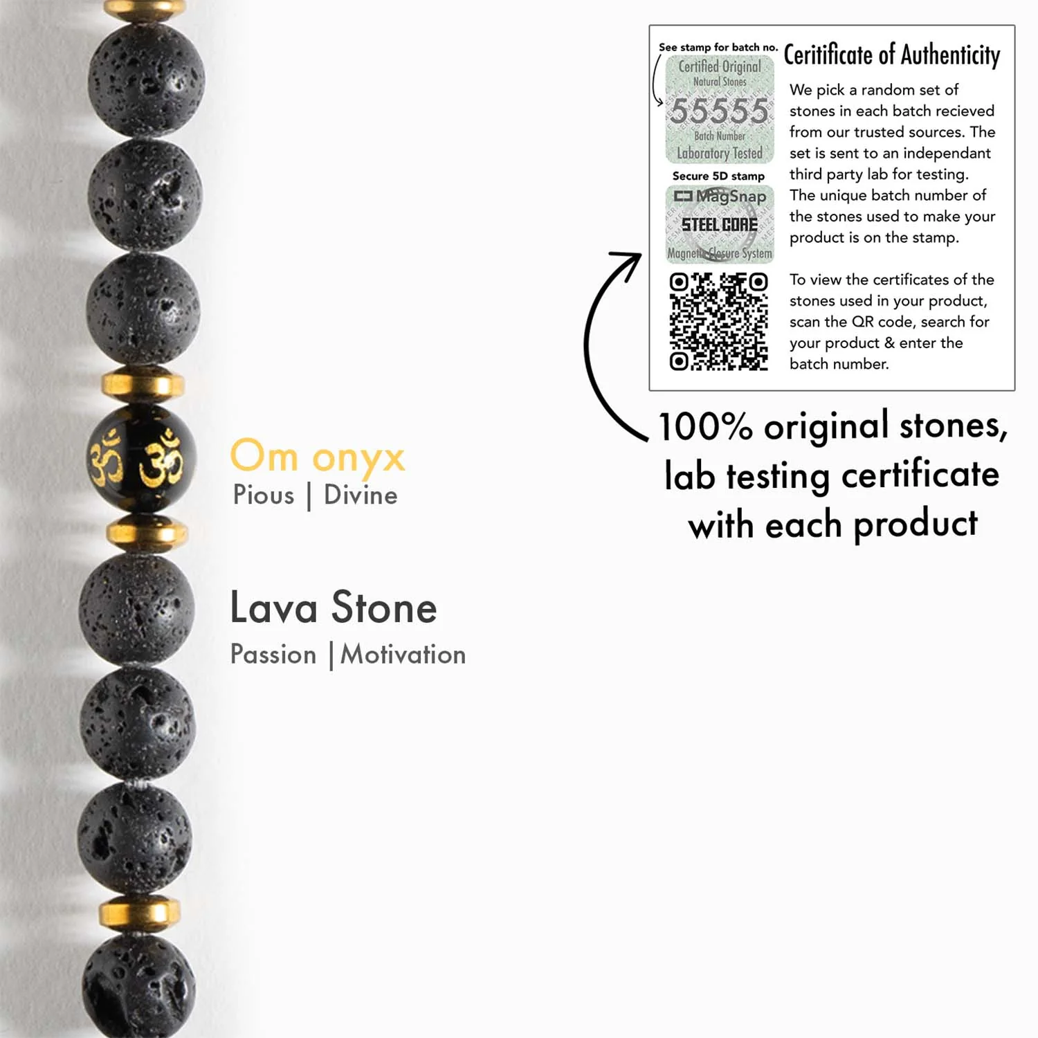 Divine Lava Natural Stone Om Bracelet with MagSnap 4 - Image 4