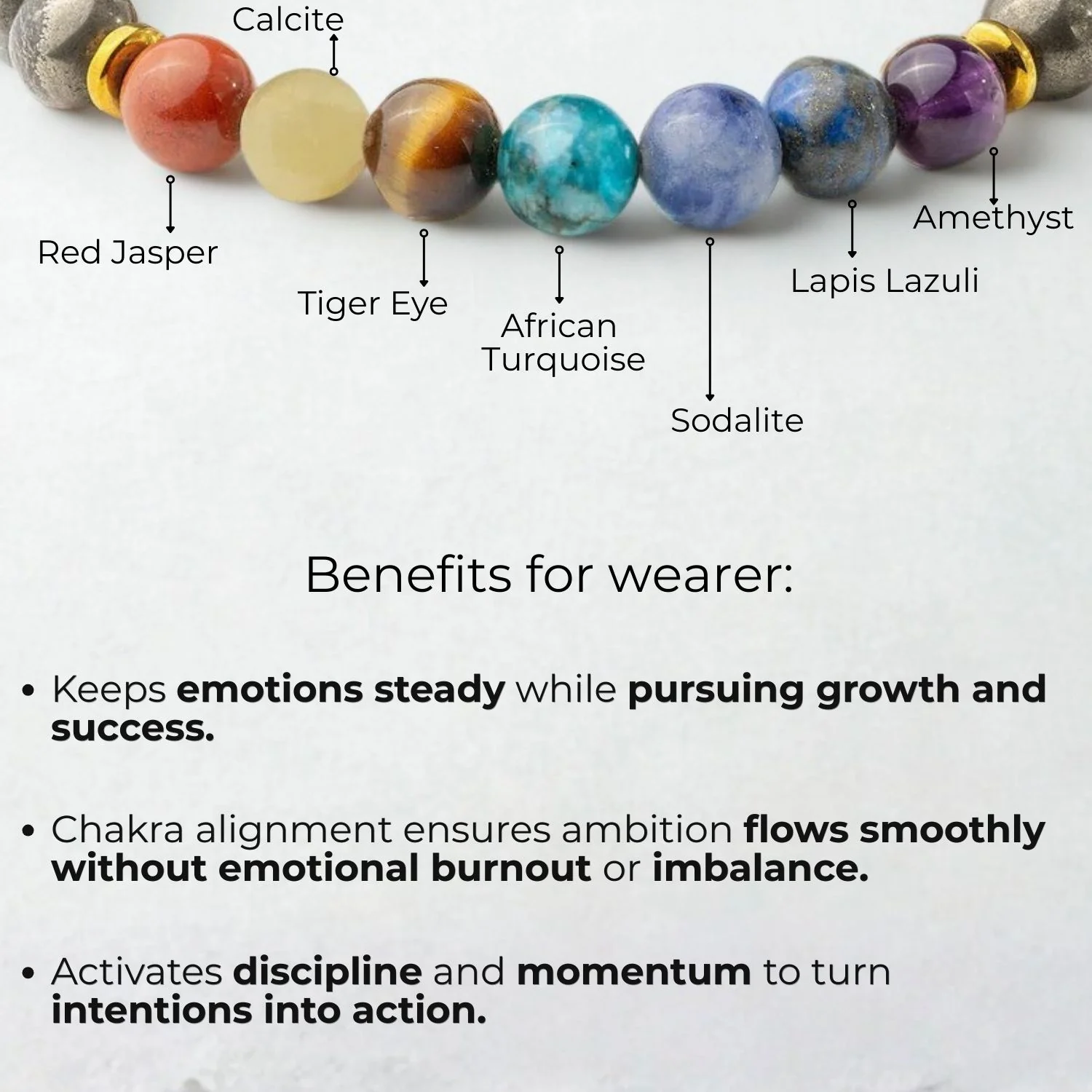 Money Magnet Pyrite 7 Chakra Natural Stone Bracelet - Image 3