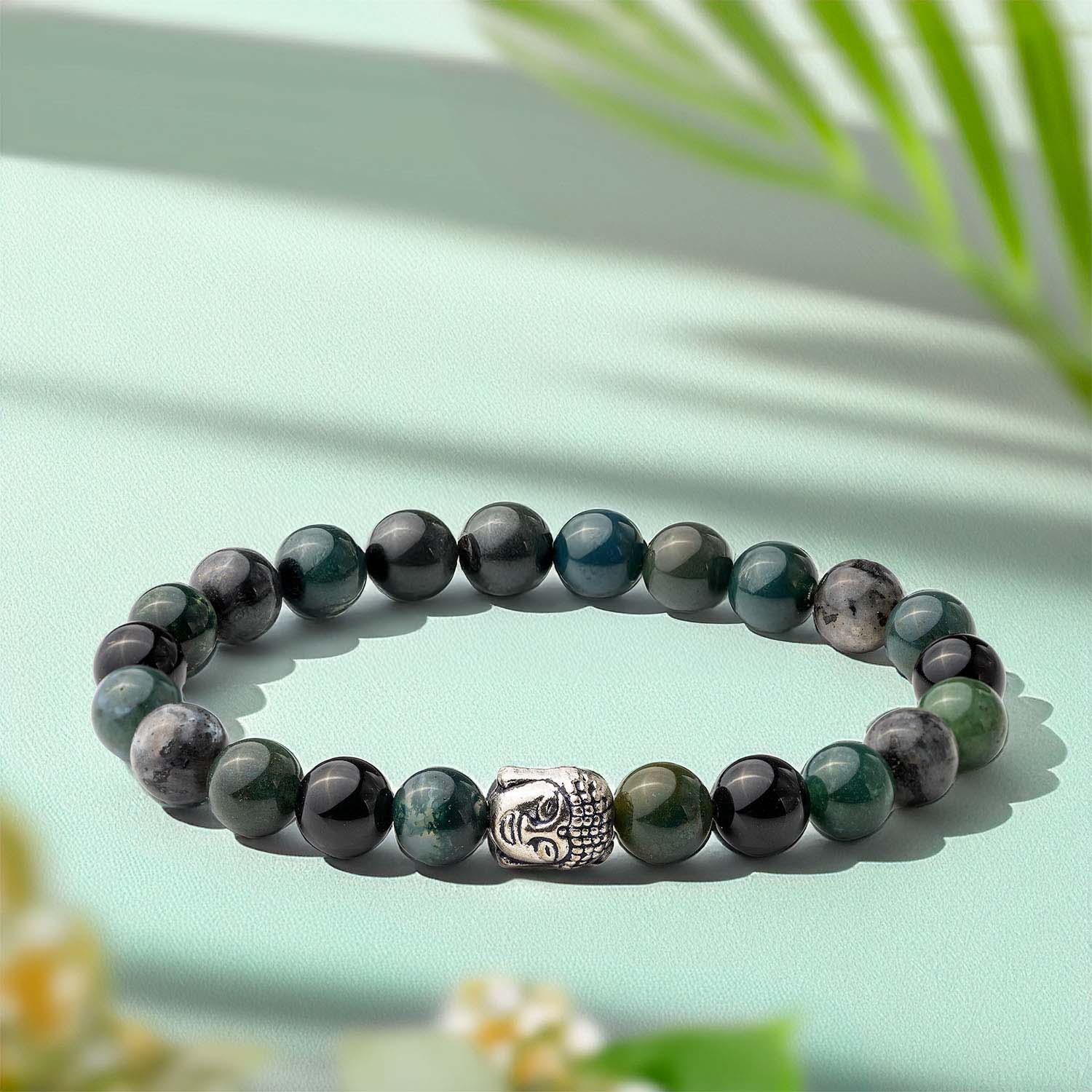 Zen Moss Agate Natural Stone Buddha Bracelet - Image 11