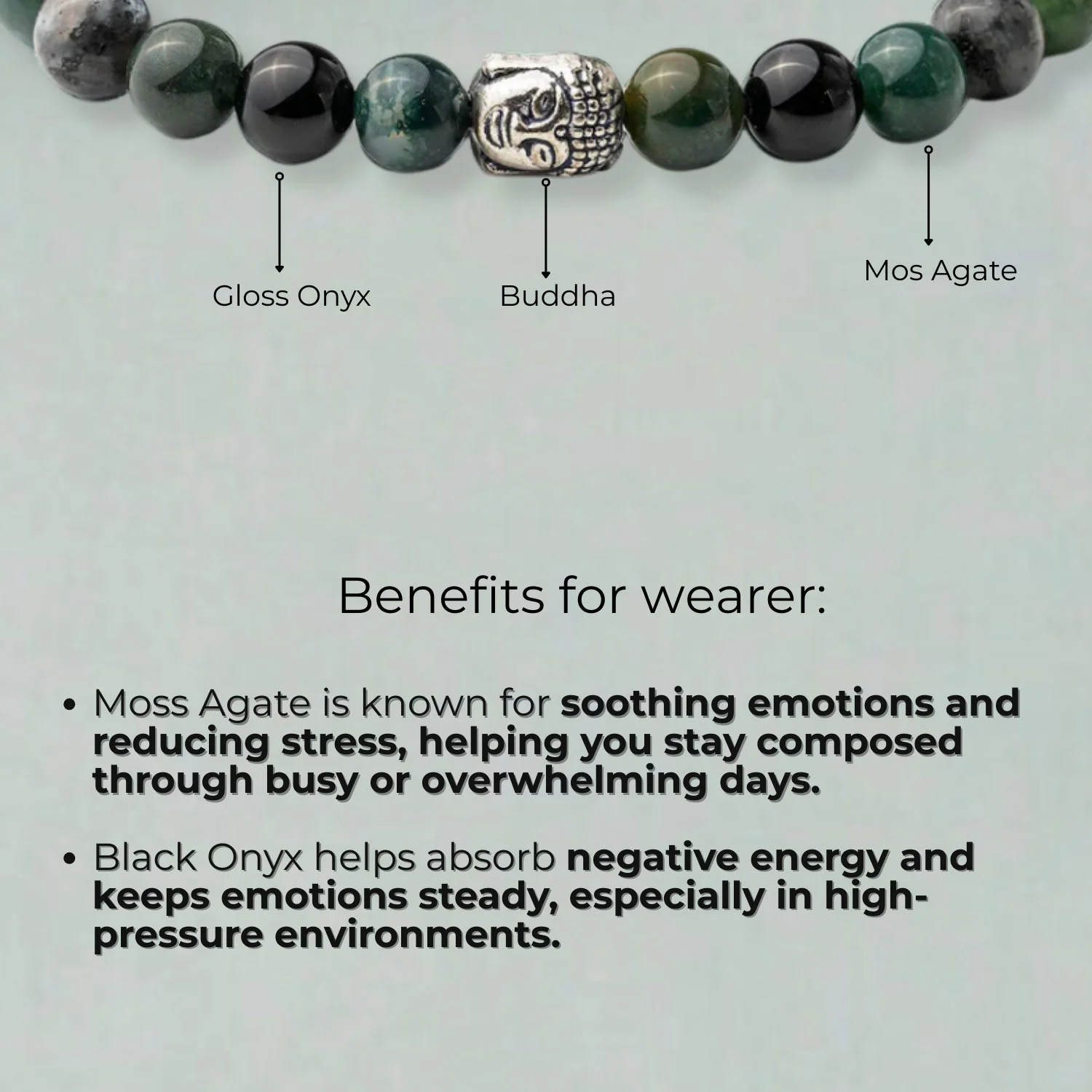 Zen Moss Agate Natural Stone Buddha Bracelet - Image 3