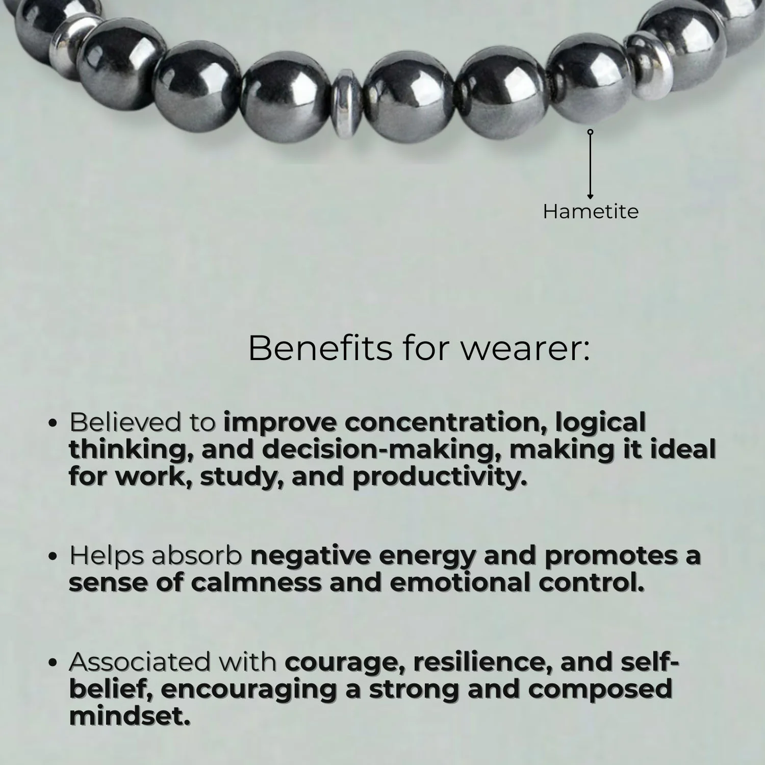 Mystic Grey Hematite Natural Stone Bracelet - Image 3