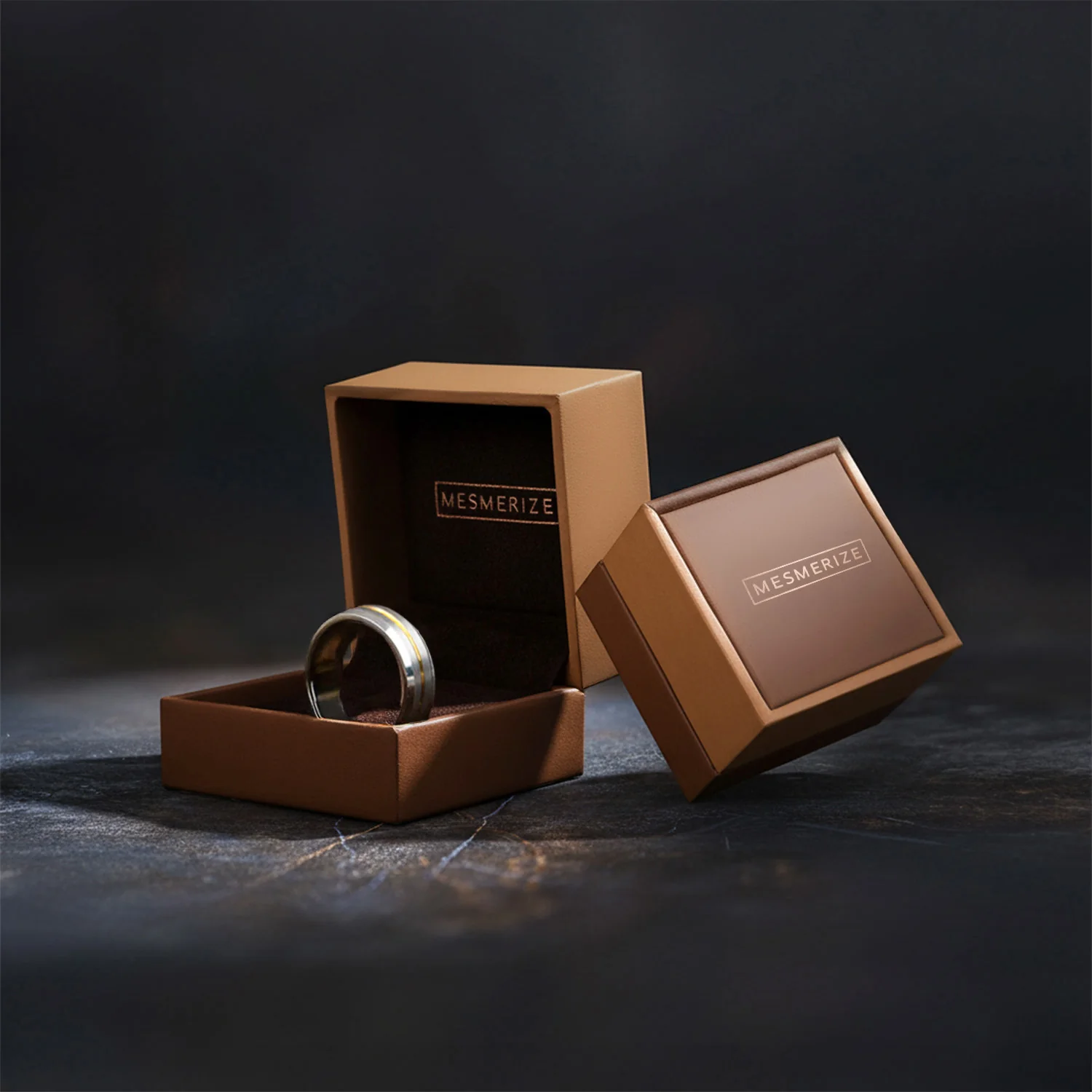 Gold Streak Tungsten Carbide Band Ring - Image 4