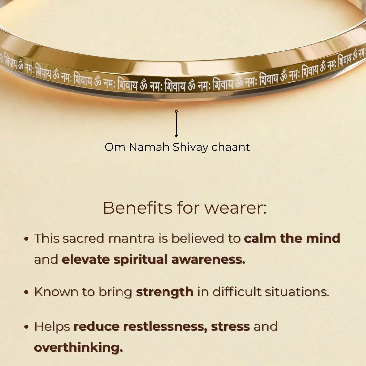 Om Namah Shivay MicroCarved Round Kada - Image 2