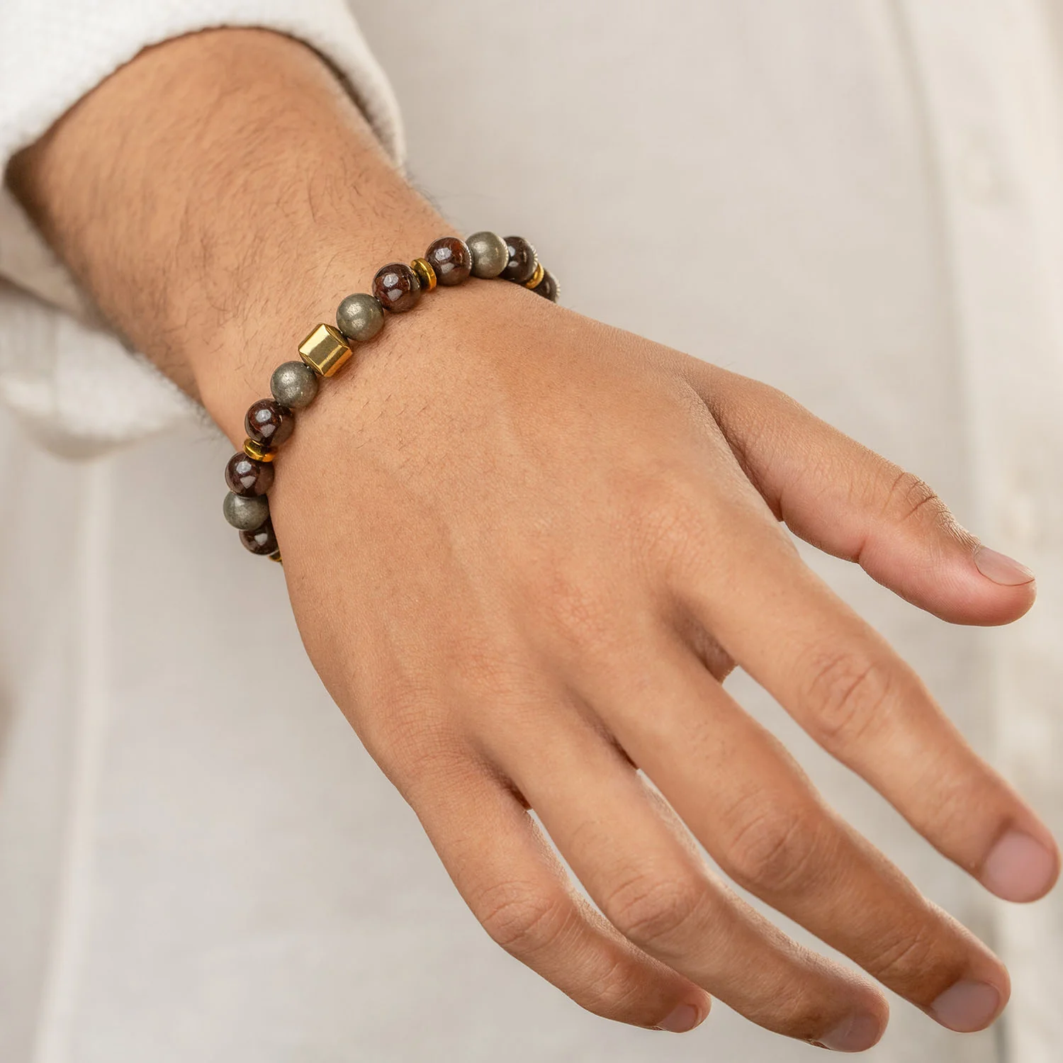 Personalised Abundance Magnet Garnet & Pyrite Natural Stone Bracelet - Image 14