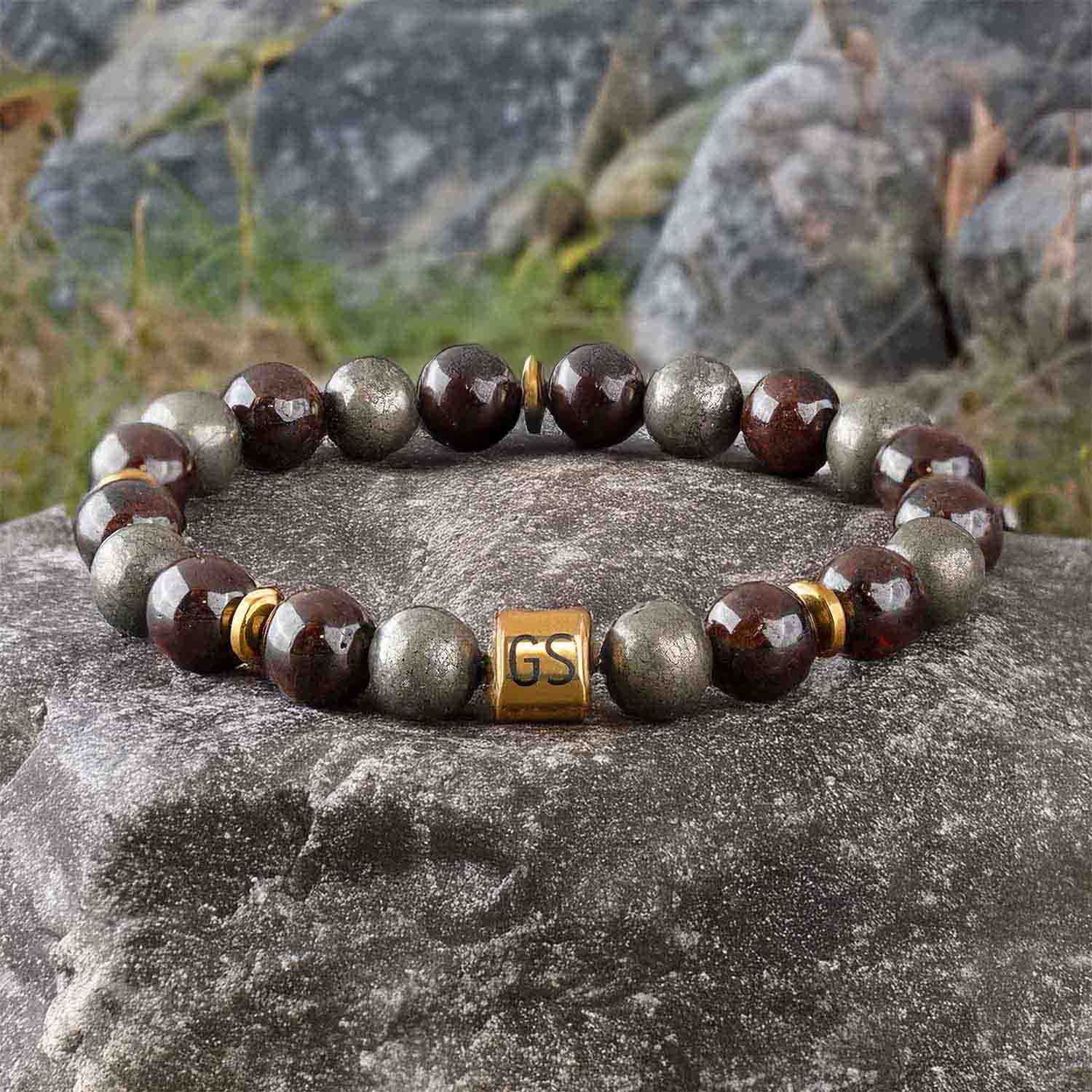 Personalised Abundance Magnet Garnet & Pyrite Natural Stone Bracelet - Image 21