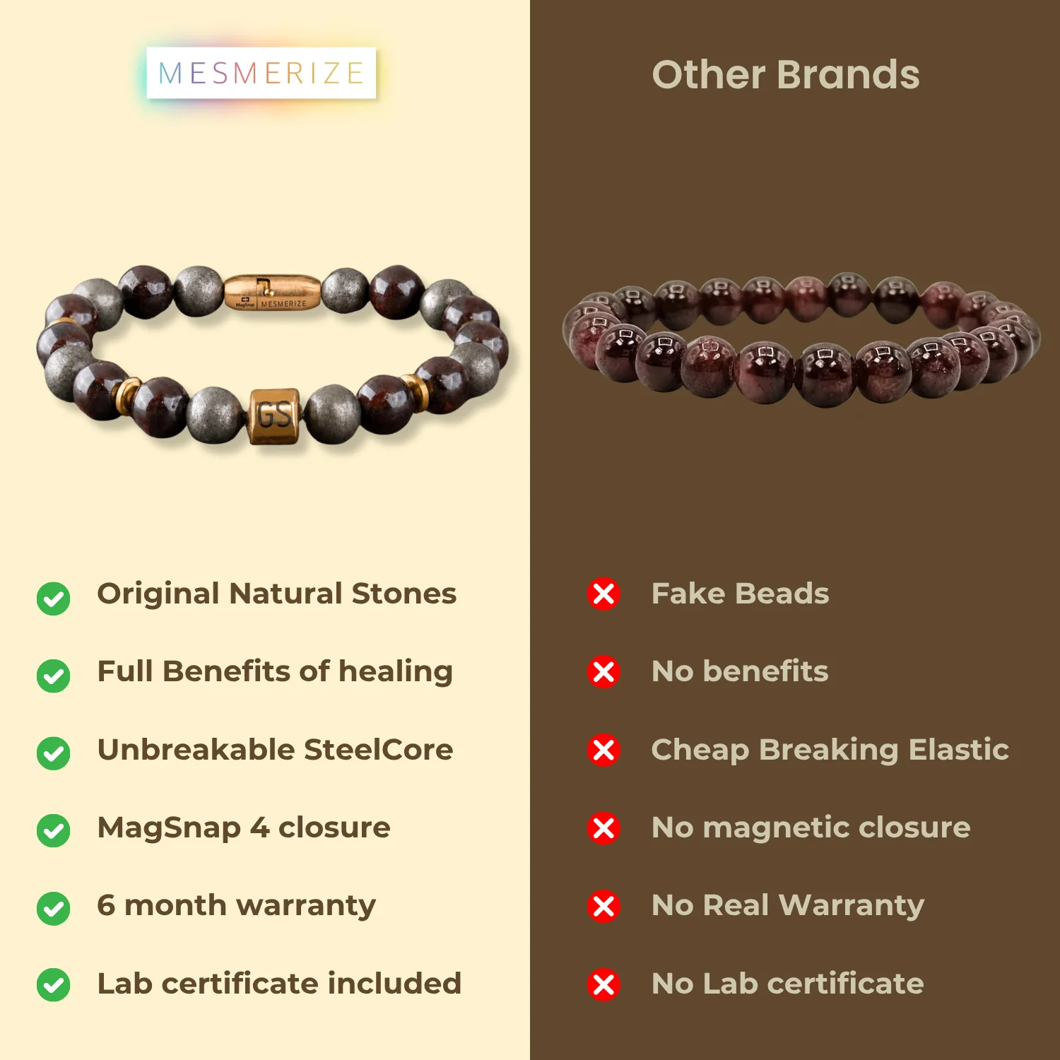 Personalised Abundance Magnet Garnet & Pyrite Natural Stone Bracelet - Image 7