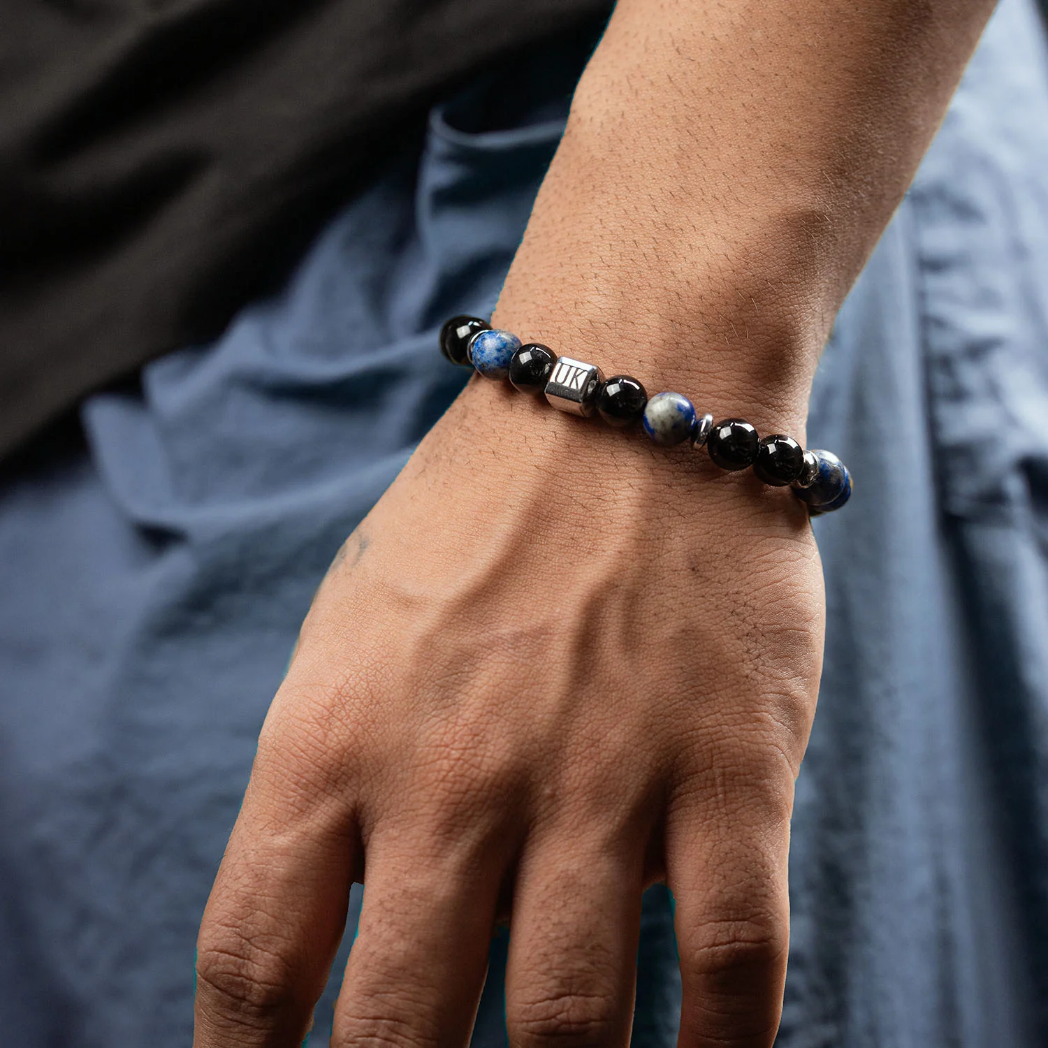 Personalised Knowledge Gloss Onyx And Lapis Lazuli Natural Stone Bracelet With Magsnap 4 - Image 4