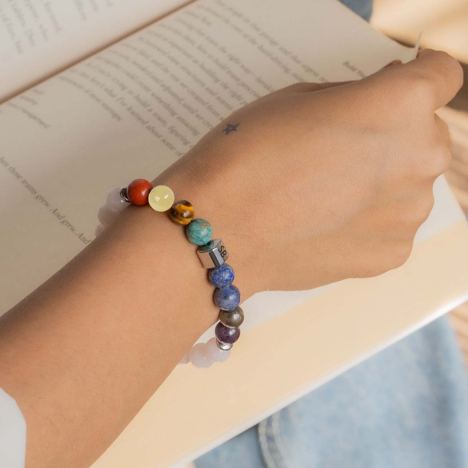 Personalised Solace Rose Quartz 9 Chakra Natural Stone Bracelet - Image 23