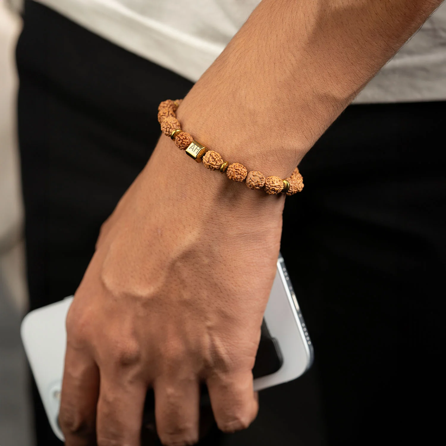 Personalised Spiritual Rudraksh Natural Stone Bracelet with Magsnap 4 - Image 4