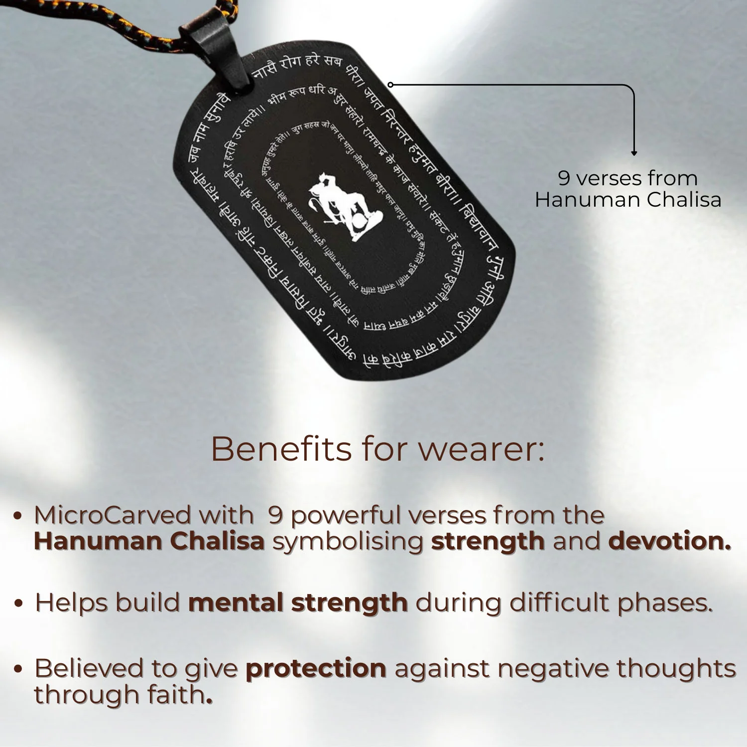 Positivity Hanuman Chalisa 9 Verse Tag Necklace - Image 2