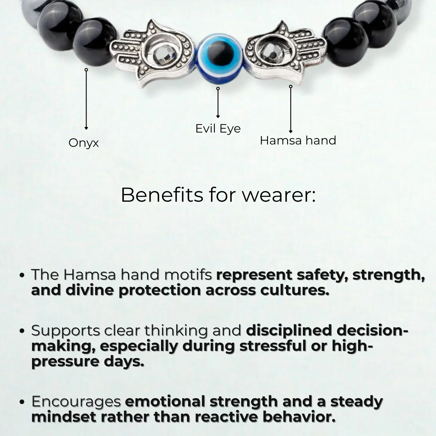 Protective Evil Eye Hamsa Natural Stone Bracelet with Magsnap 4 - Image 3