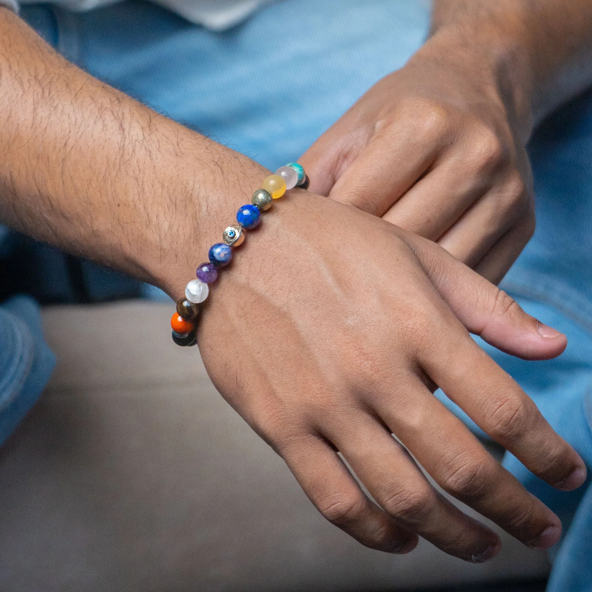 Pure 925 Silver Super 11 Chakra Natural Stone Bracelet With MagSnap 4 - Image 3