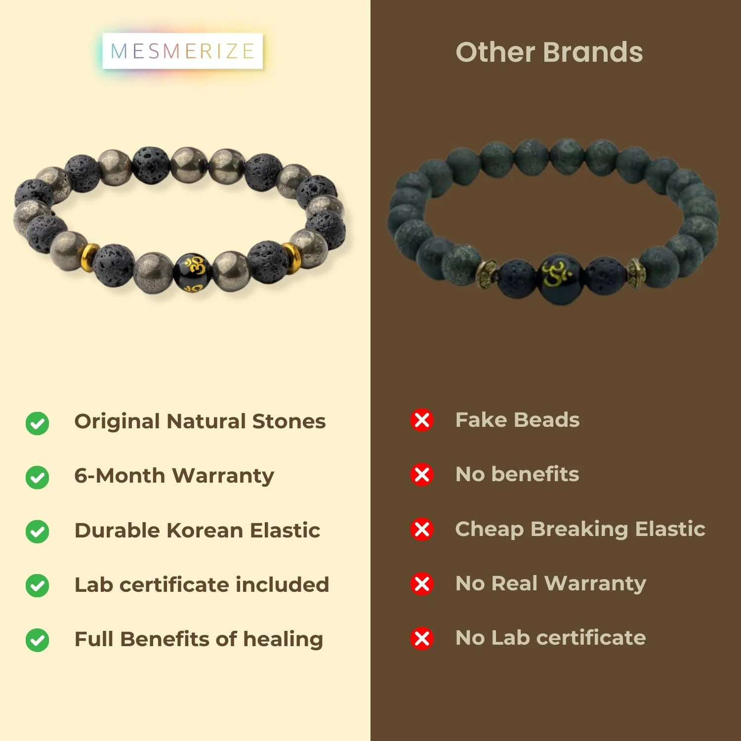 Spiritual Pyrite Natural Stone OM Bracelet - Image 16