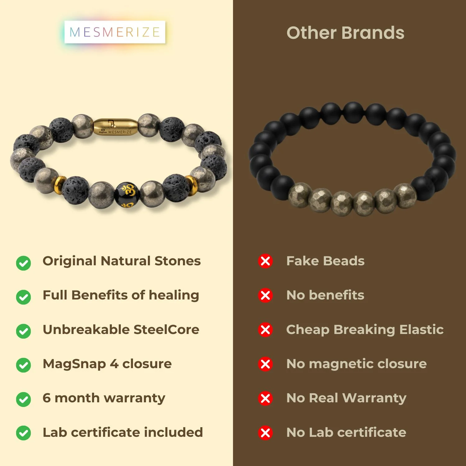 Spiritual Pyrite Natural Stone OM Bracelet - Image 7