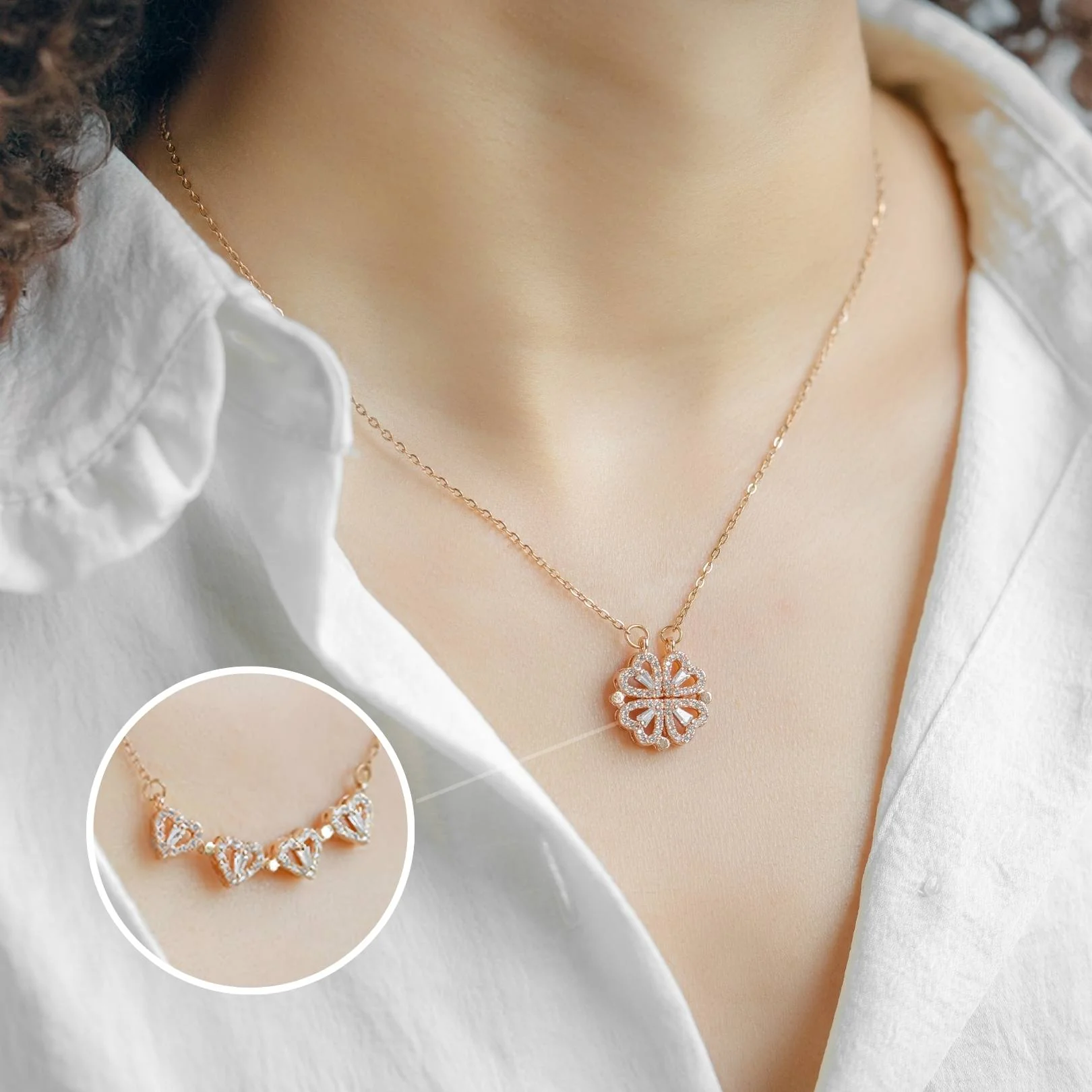 Magnetic Clover Heart Necklace - Image 5