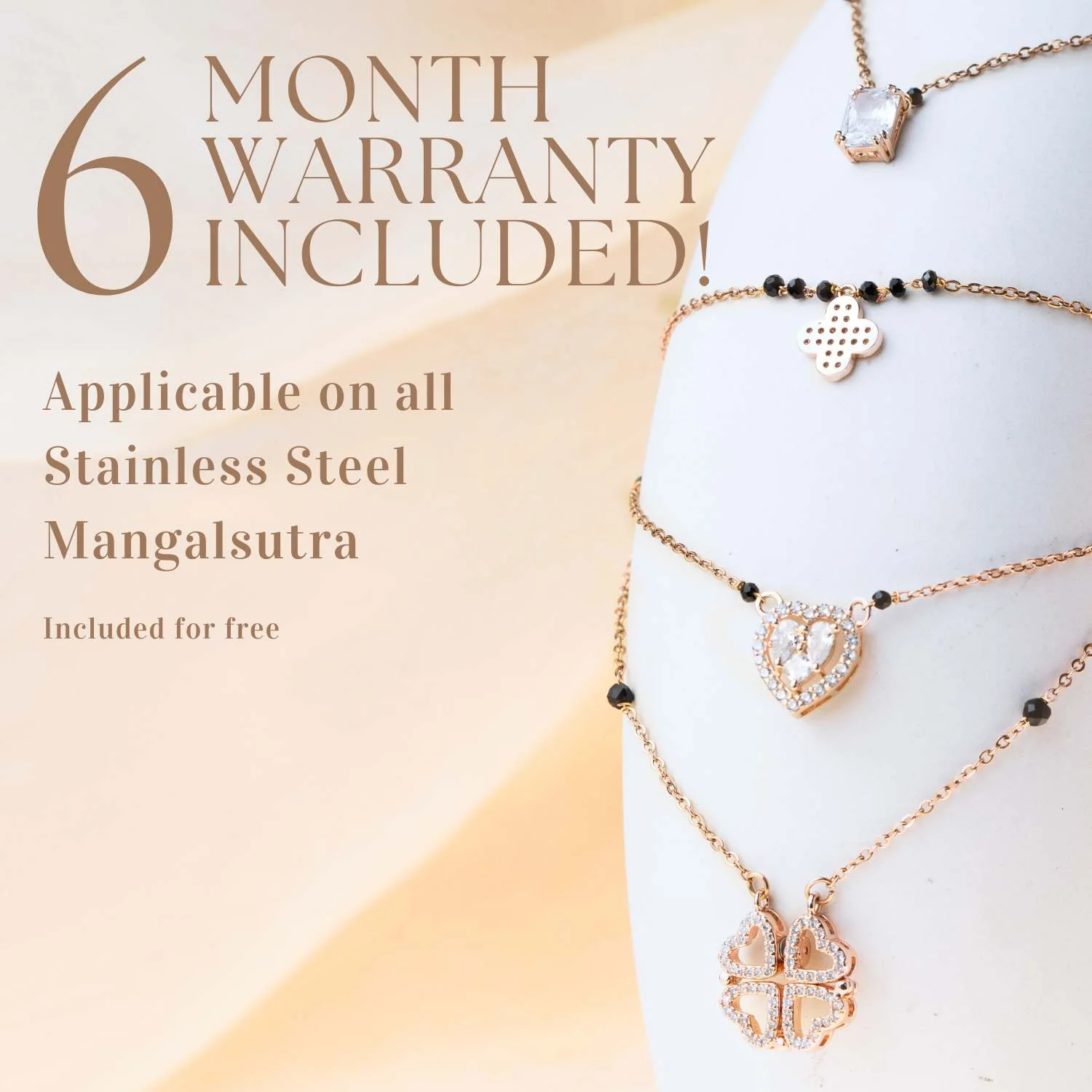 Rose Gold Diamond Clover Mangalsutra - Image 4