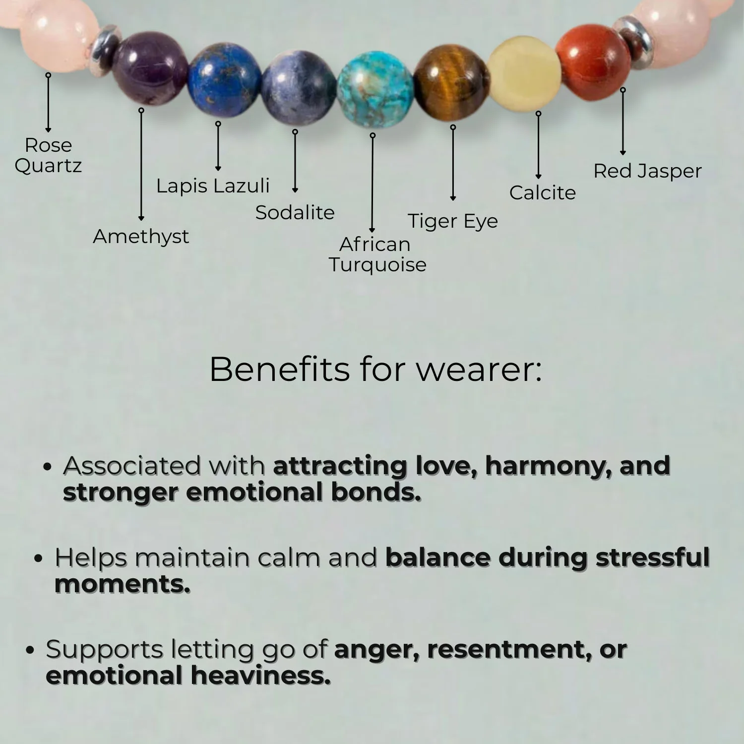 Solace Rose Quartz 7 Chakras Natural Stone Bracelet - Image 12