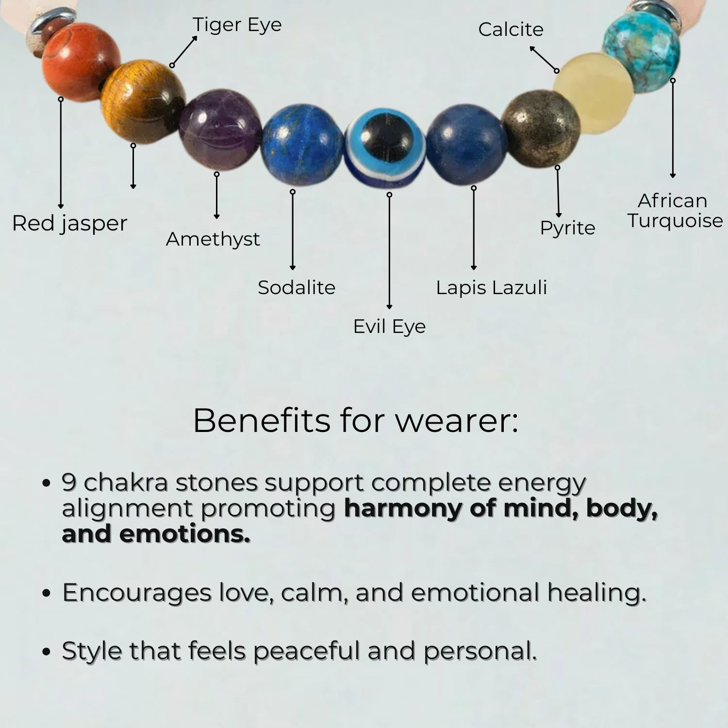 Solace Rose Quartz 9 Chakras Natural Stone Bracelet - Image 3