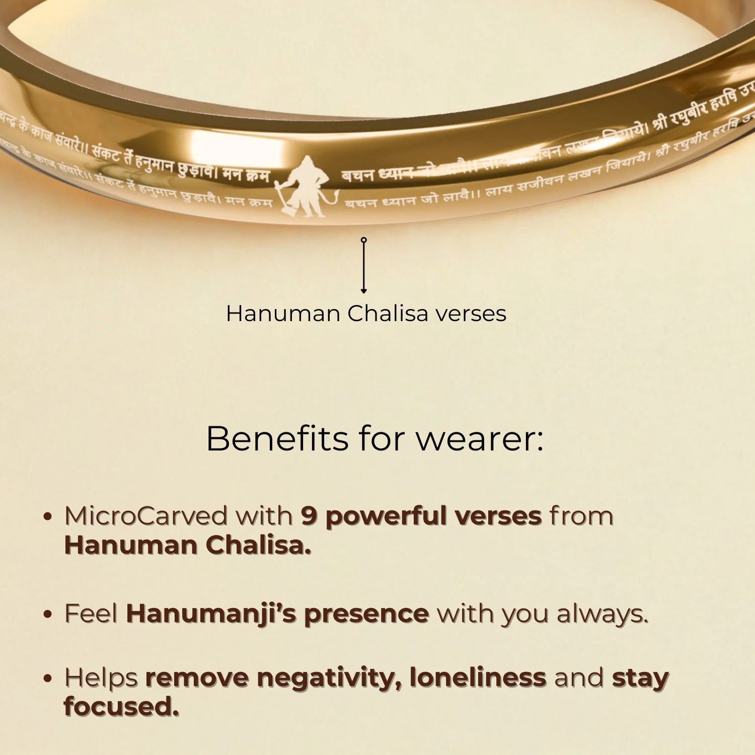 9 Verse of Hanuman Chalisa MicroCarved Round Curved Kada - Image 16