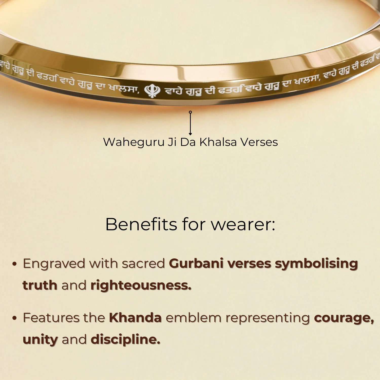 Waheguru Ji Da Khalsa MicroCarved Punjabi Kada - Image 10