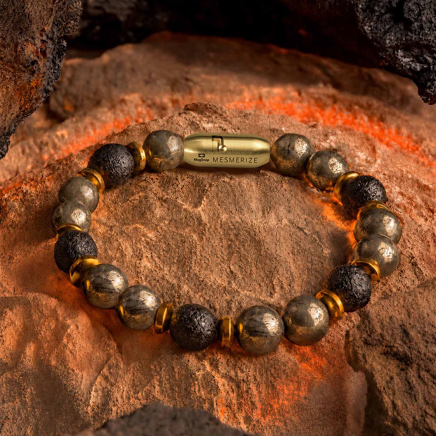 Sacred Growth Pyrite & Saffordite Natural Stone Bracelet With MagSnap 4