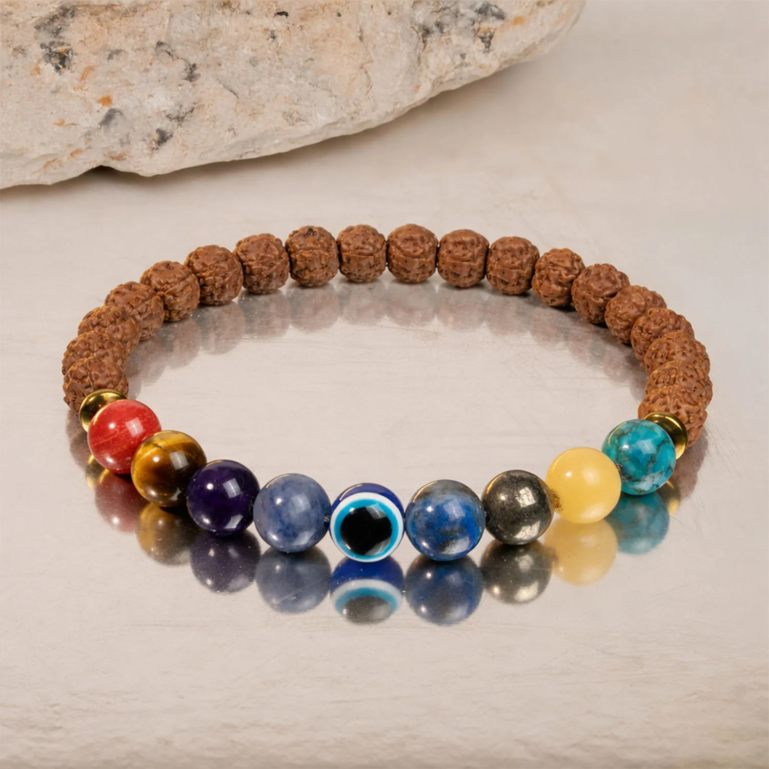 Spiritual Rudraksh 9 Chakra Bracelet - Image 11
