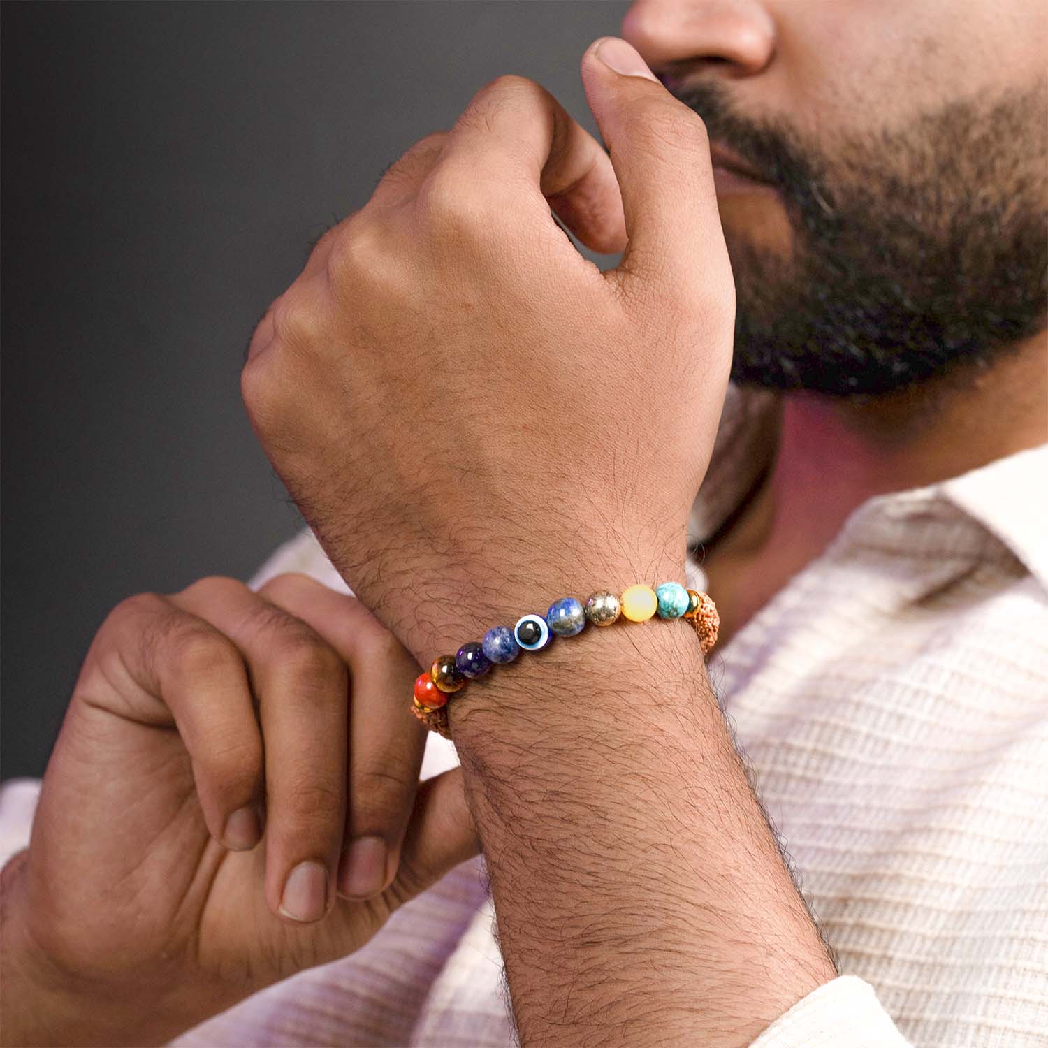 Spiritual Rudraksh 9 Chakra Bracelet - Image 4