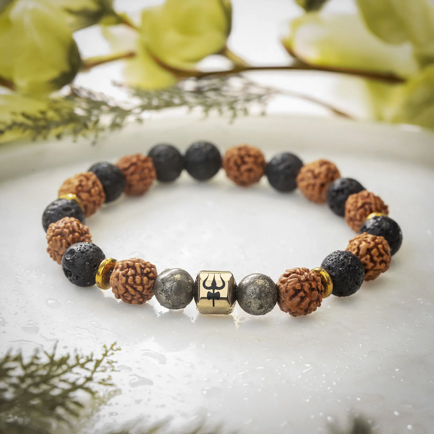 Spiritual Rudraksh Pyrite Trishul Bracelet - Image 12